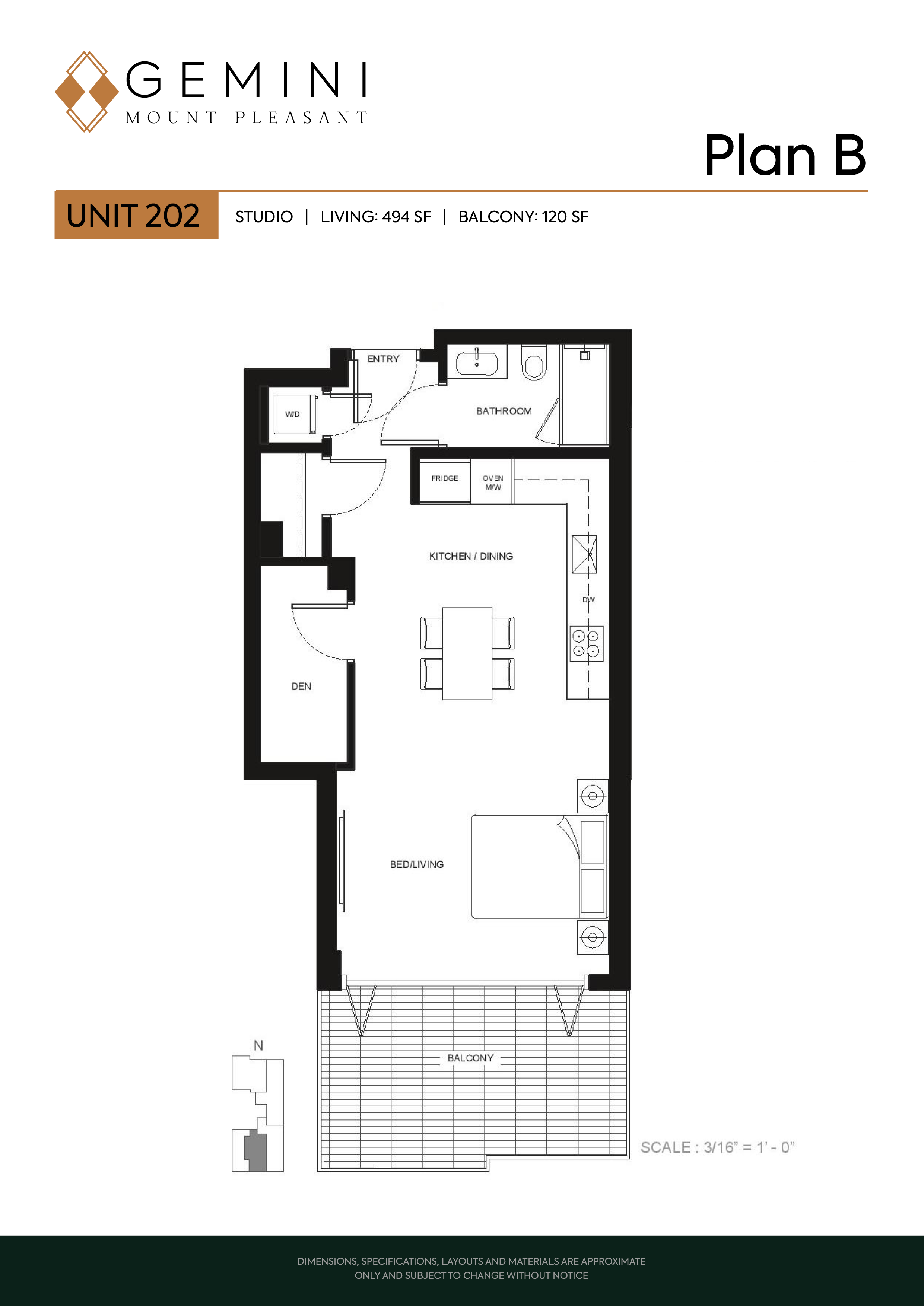 Plan B Floor Plan of Gemini Mount Pleasant Condos with undefined beds