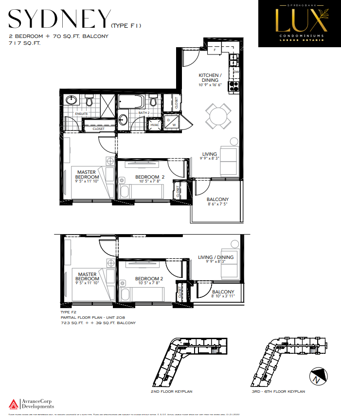 SYDNEY - F1 Floor Plan of Springbank Lux condos with undefined beds