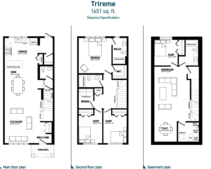 Trireme Floor Plan of Hawks Ridge by Big Lake with undefined beds