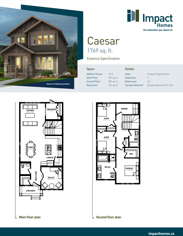 Caesar Floor Plan of Hawks Ridge by Big Lake with undefined beds