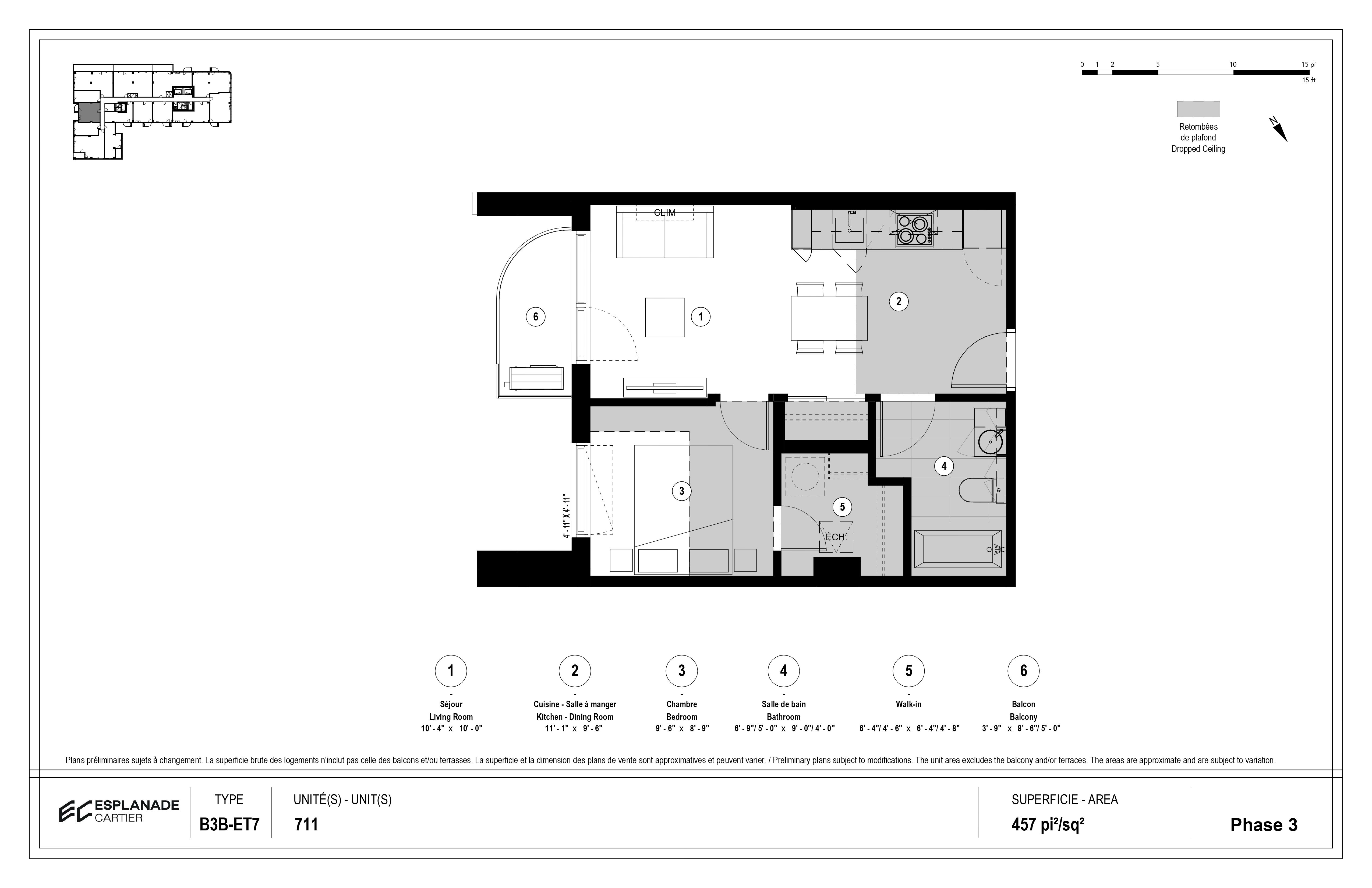  Floor Plan of Esplanade Cartier - Phase 3 Condos with undefined beds