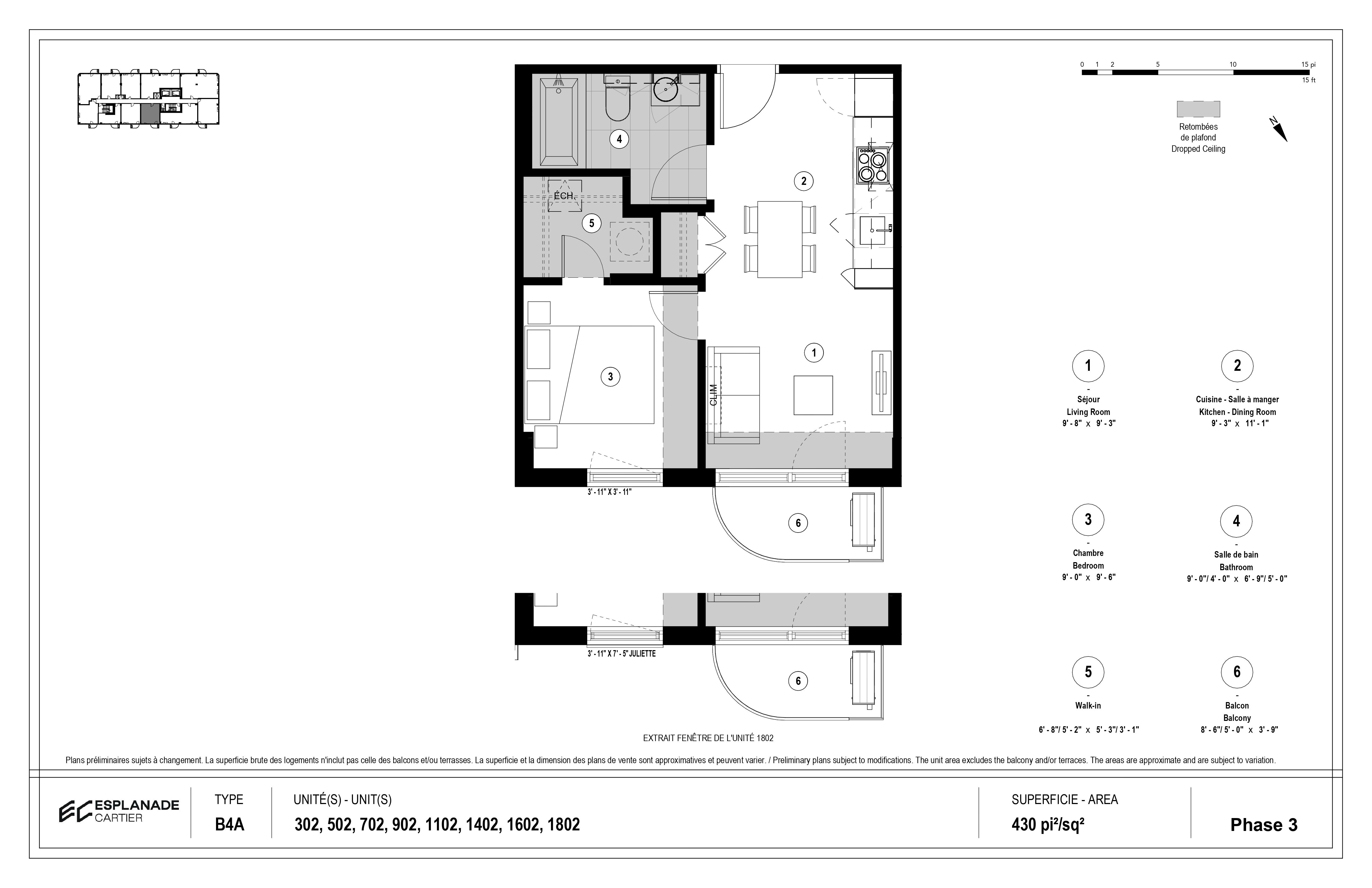  Floor Plan of Esplanade Cartier - Phase 3 Condos with undefined beds