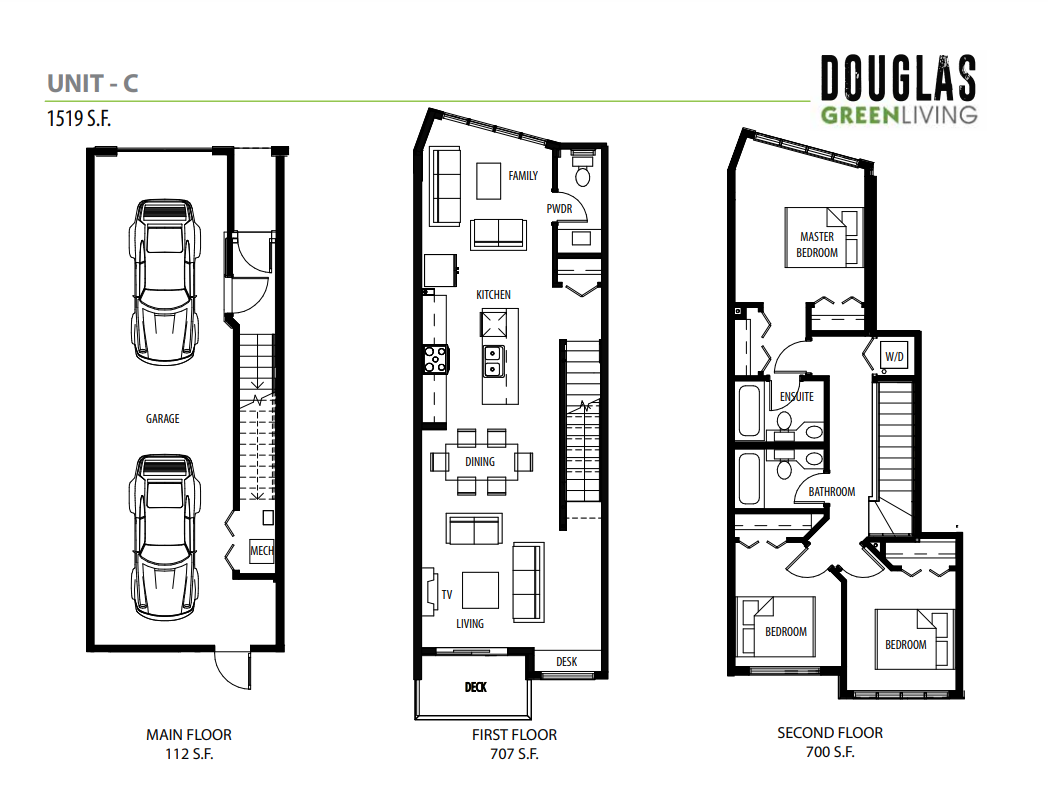 UNIT - C Floor Plan of Douglas Green Living Towns with undefined beds