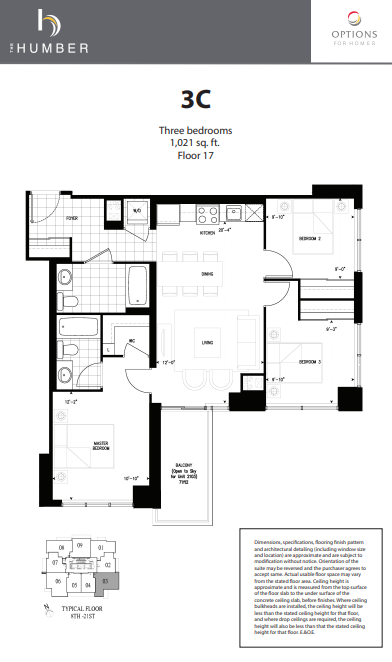  Floor Plan of The Humber Condos with undefined beds