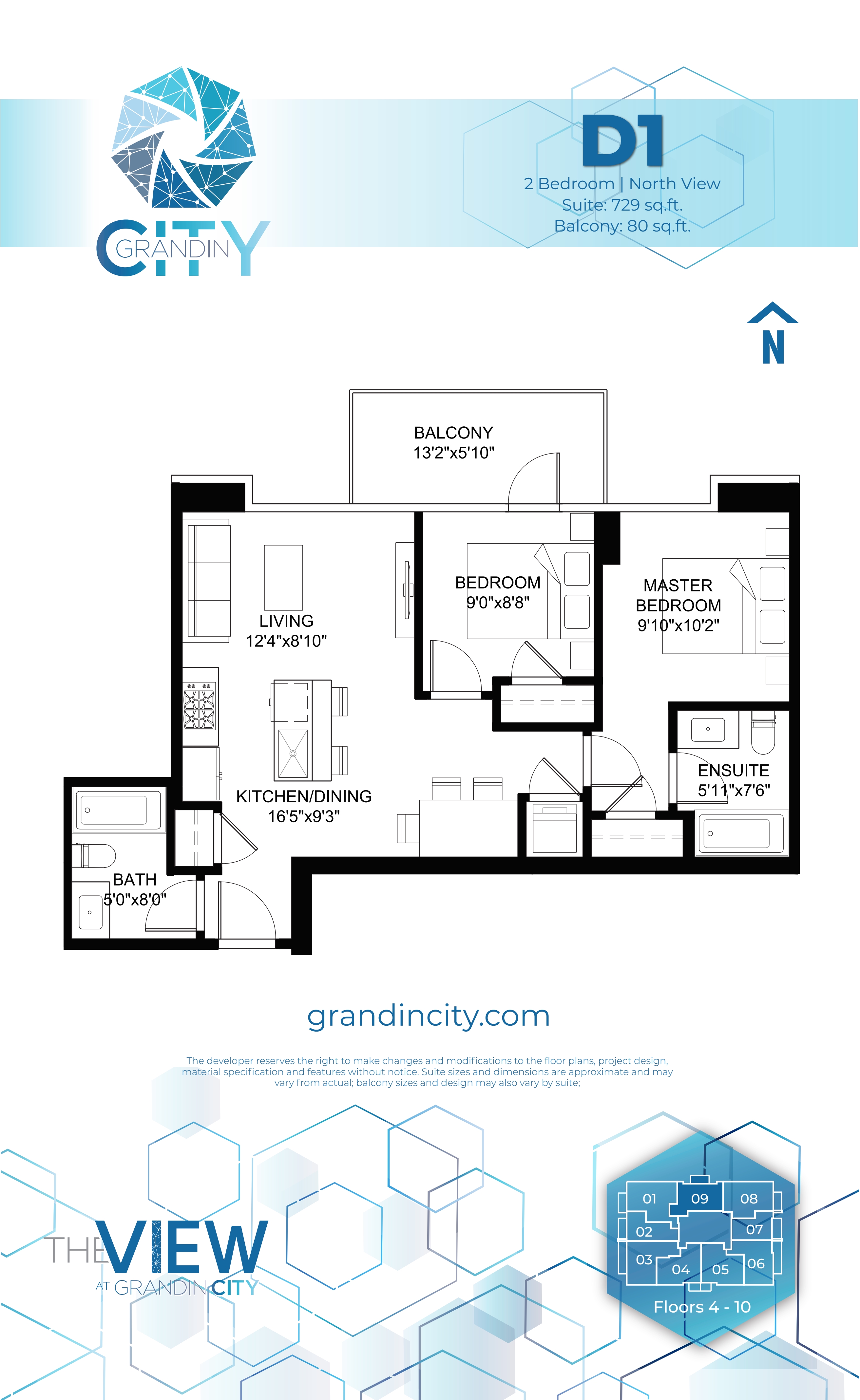 D1 Floor Plan of The View at Grandin City Condos with undefined beds