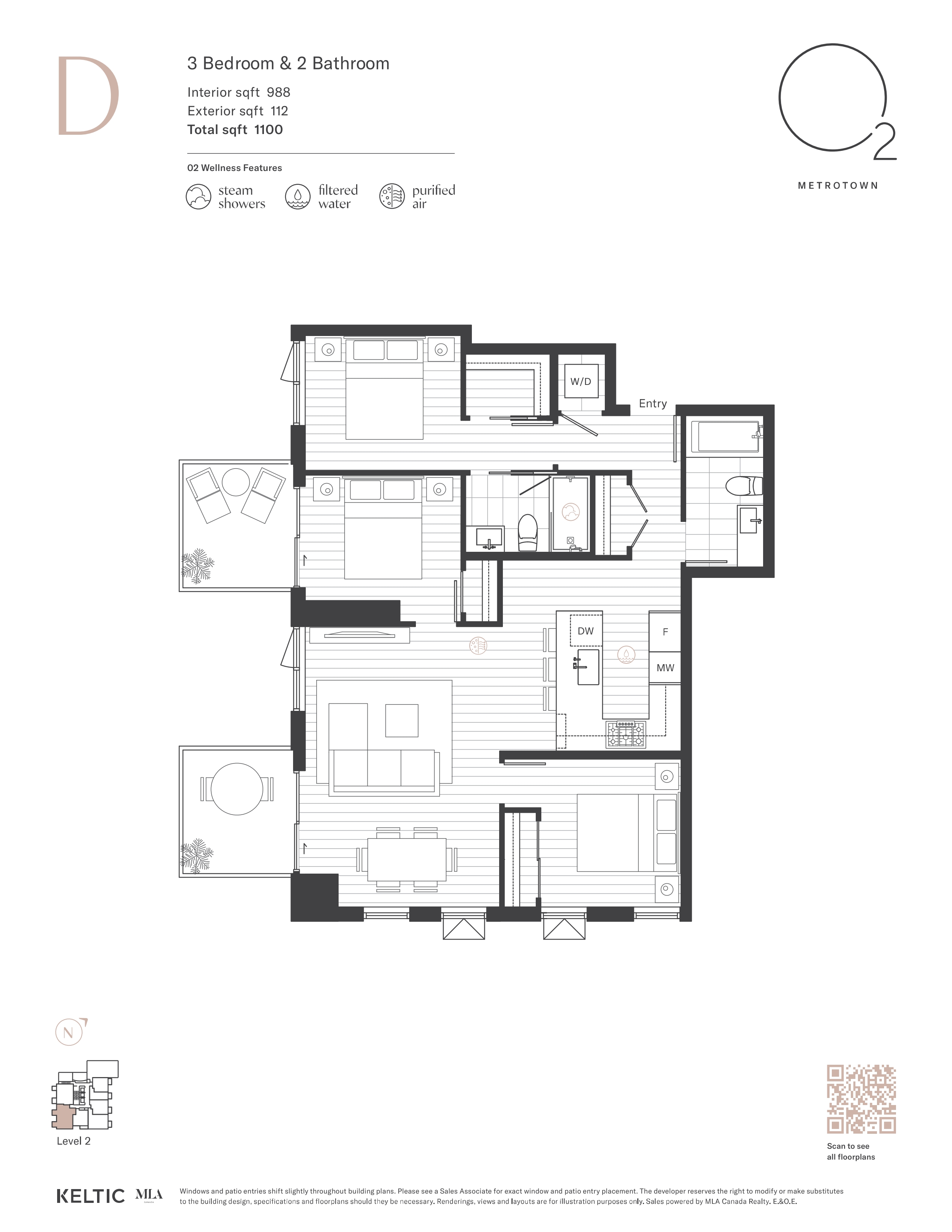 D Floor Plan of O2 Condos with undefined beds