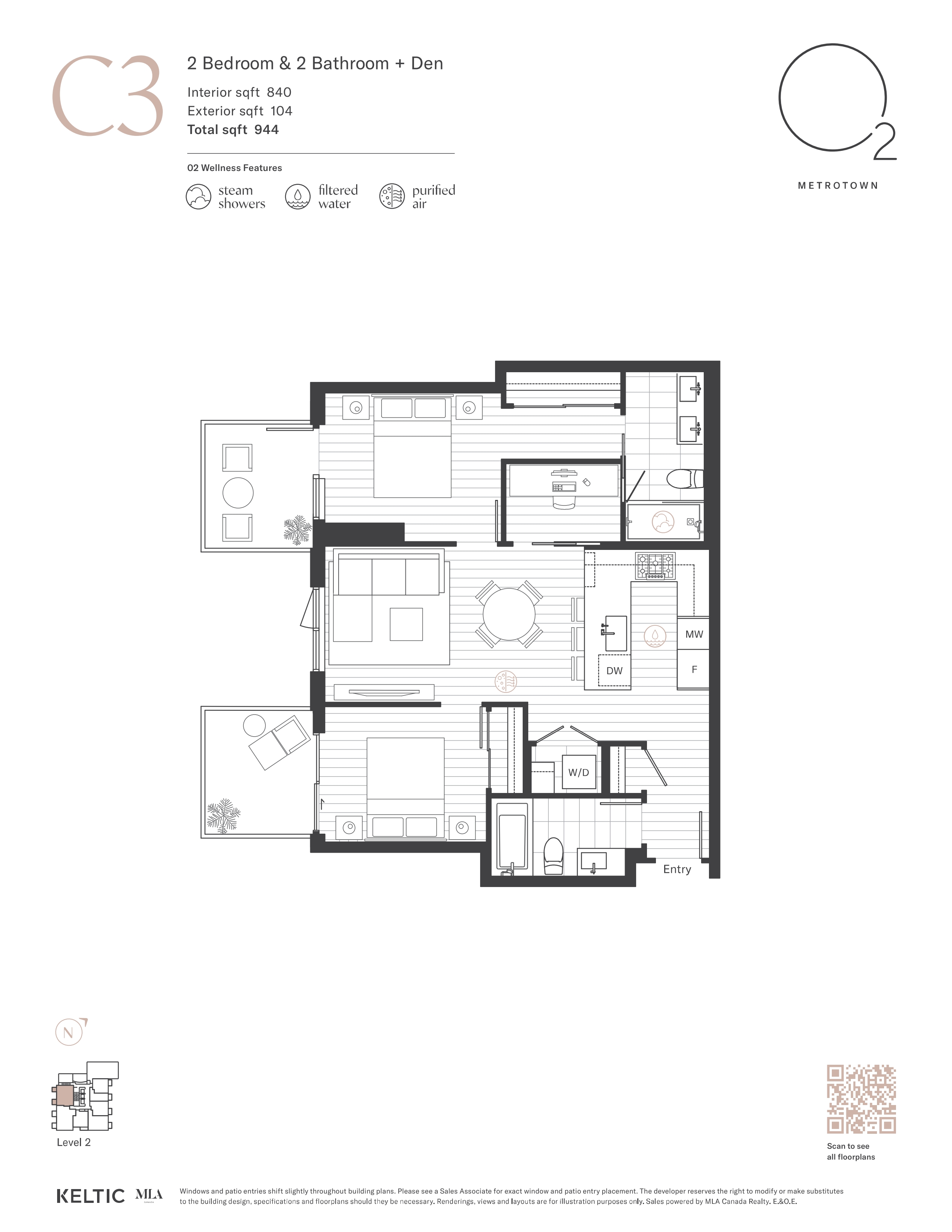 C3 Floor Plan of O2 Condos with undefined beds