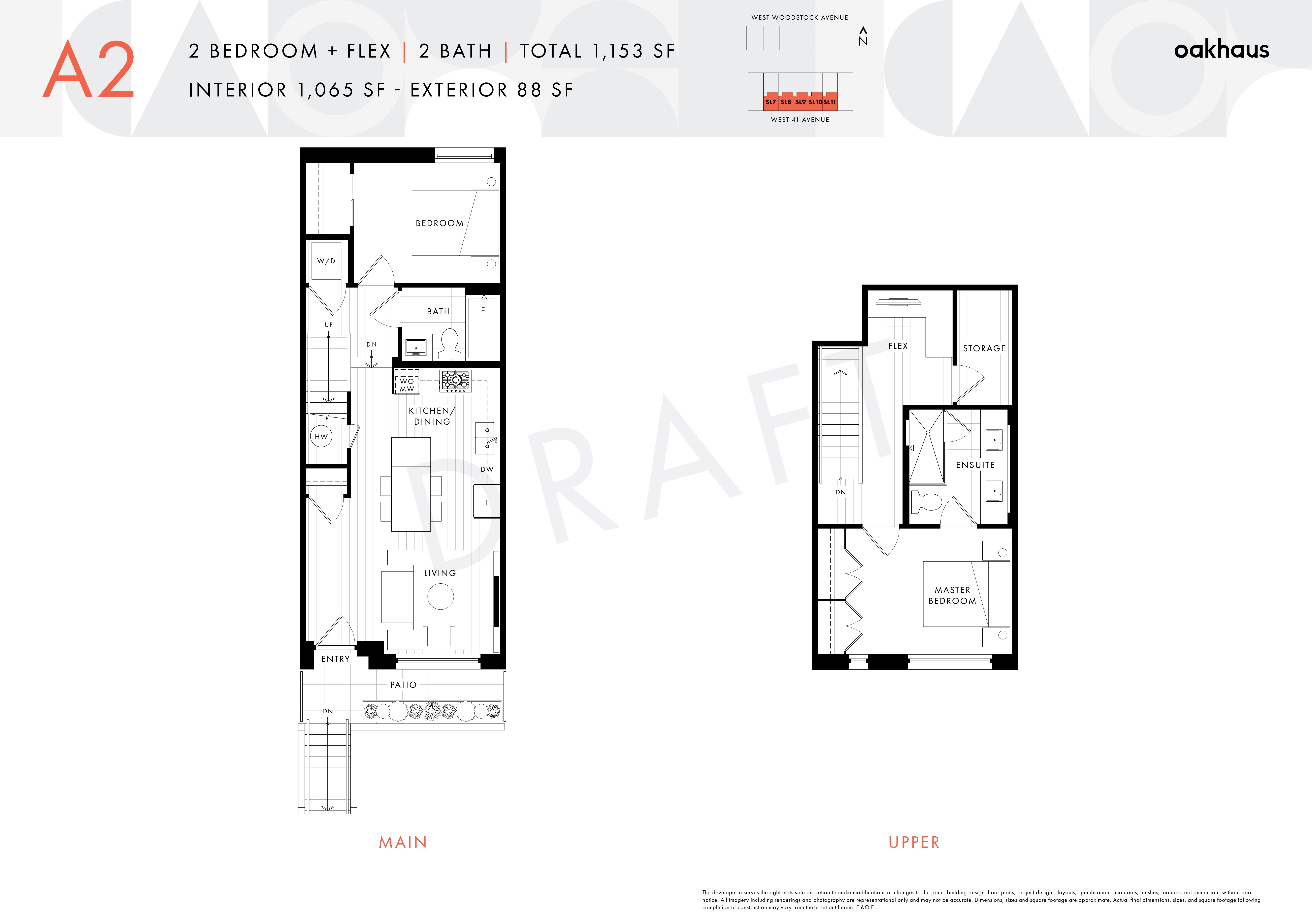 A2 Floor Plan of Oakhaus Towns with undefined beds