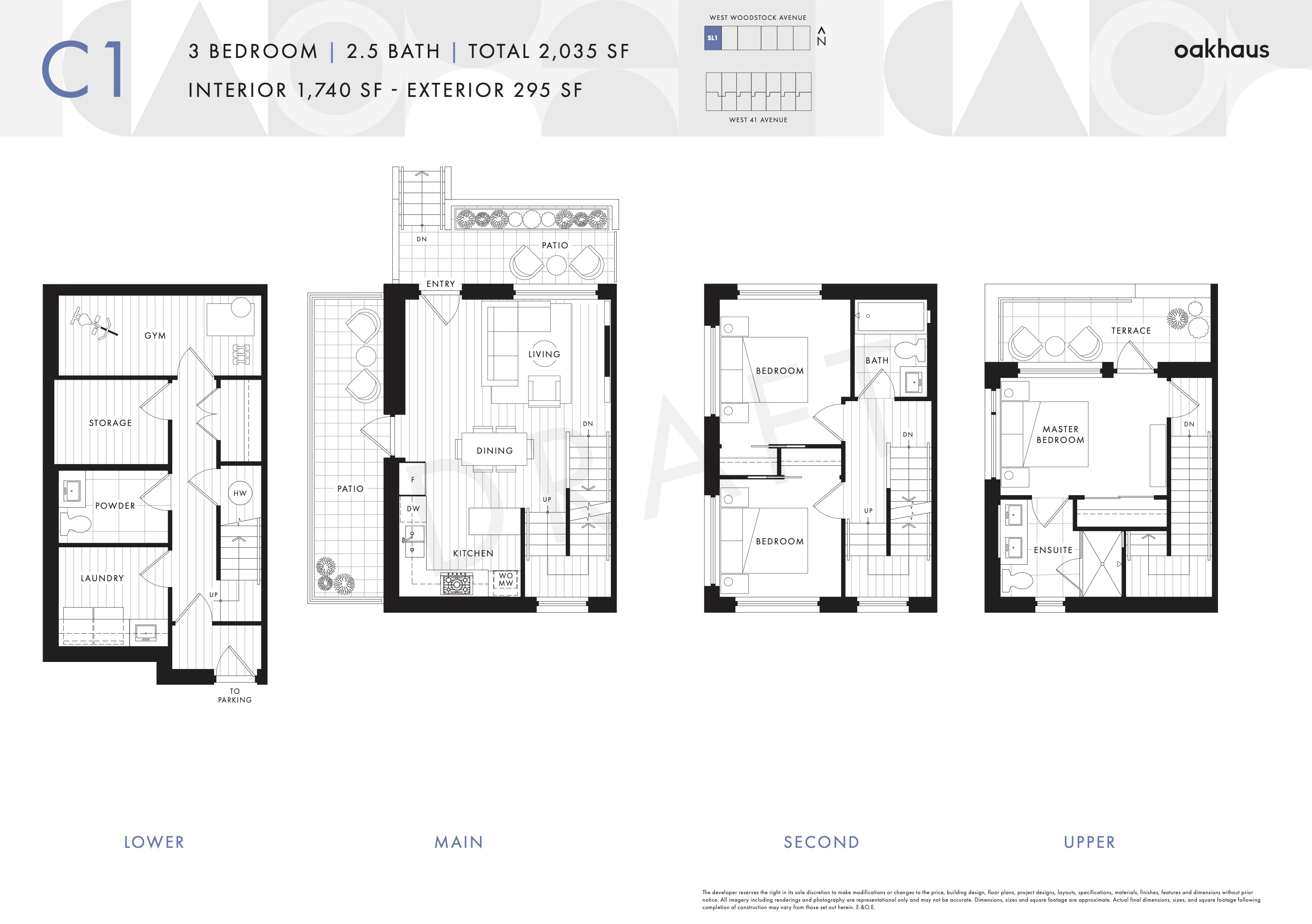 C1 Floor Plan of Oakhaus Towns with undefined beds