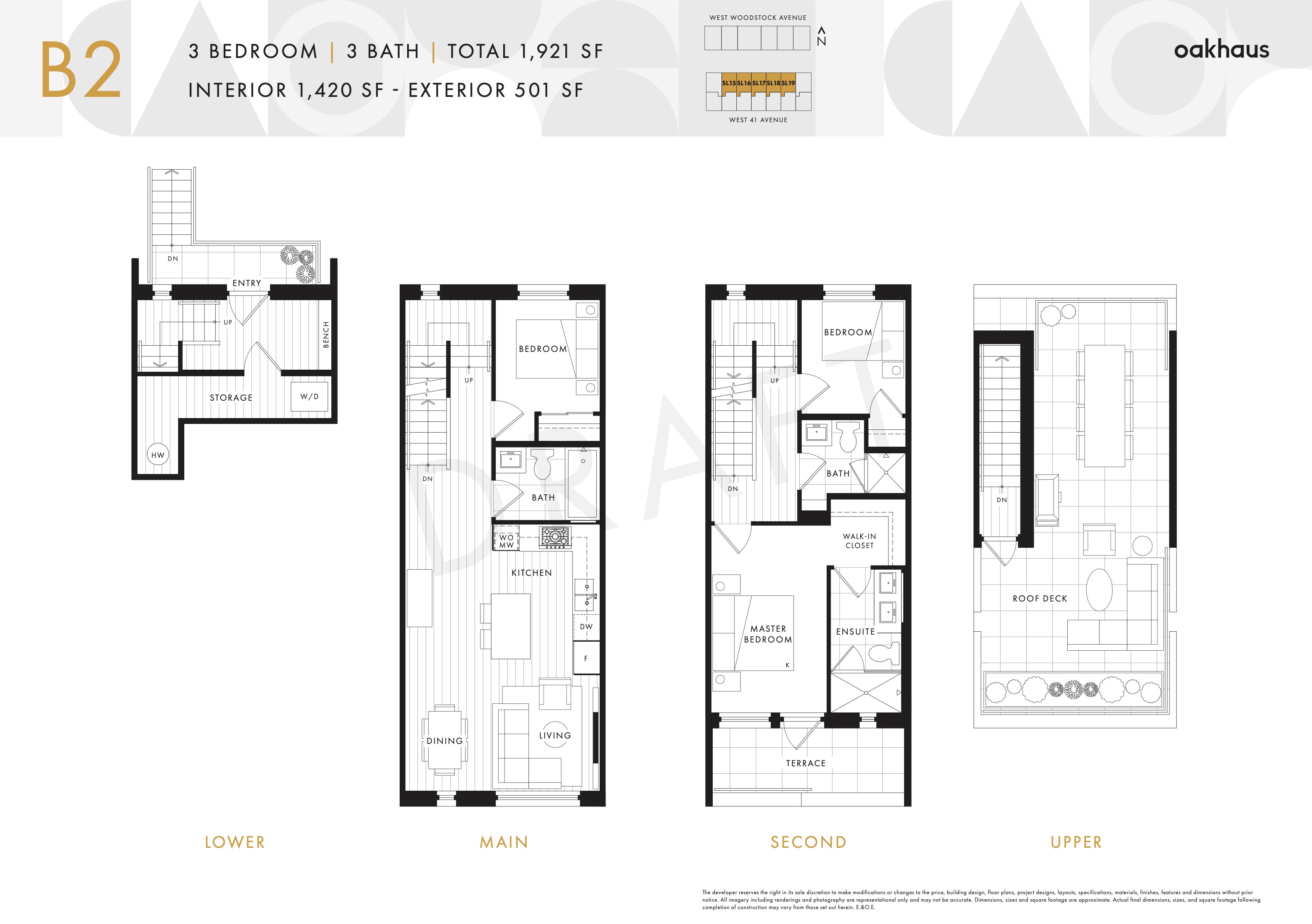 B2 Floor Plan of Oakhaus Towns with undefined beds