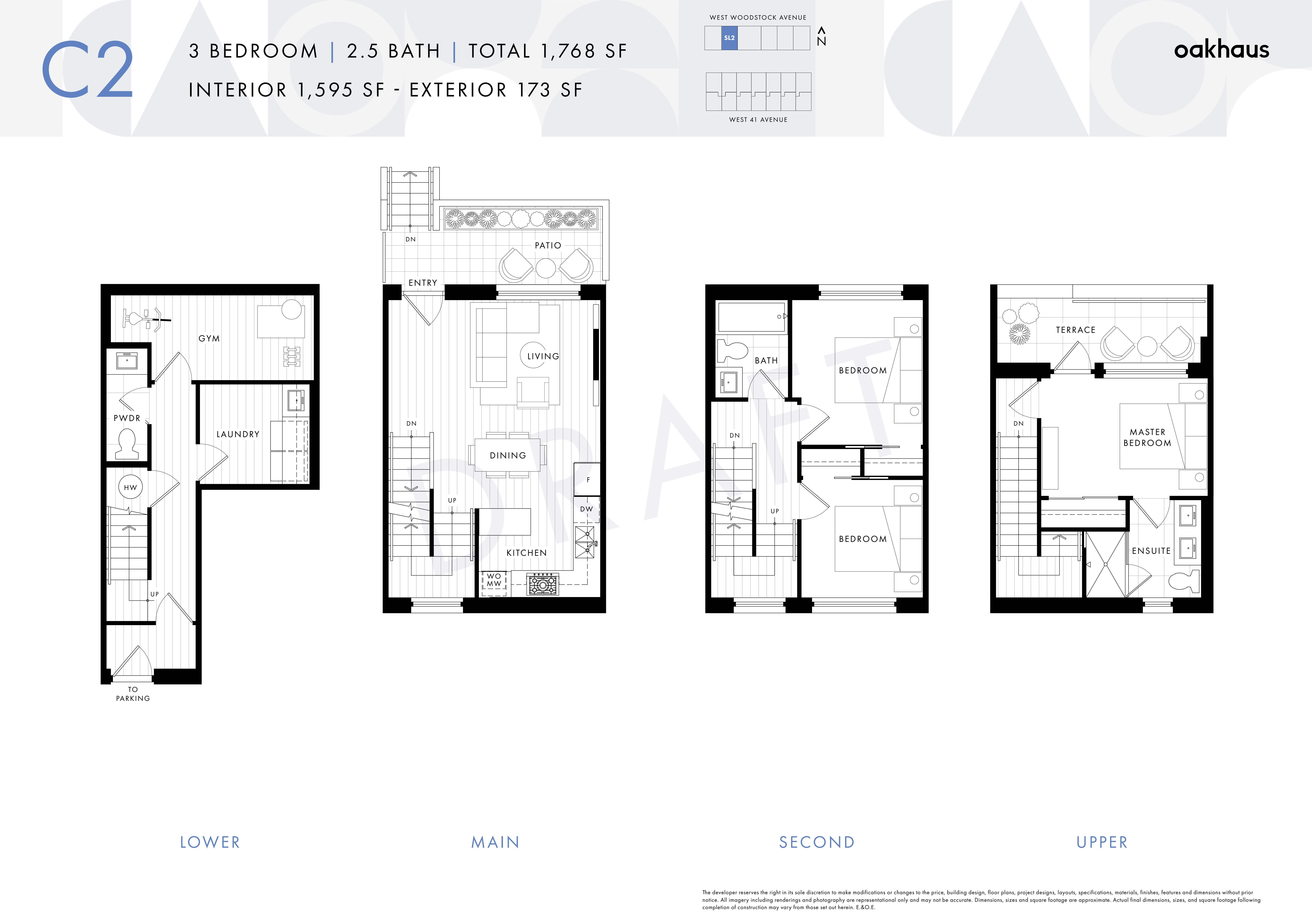 C2 Floor Plan of Oakhaus Towns with undefined beds