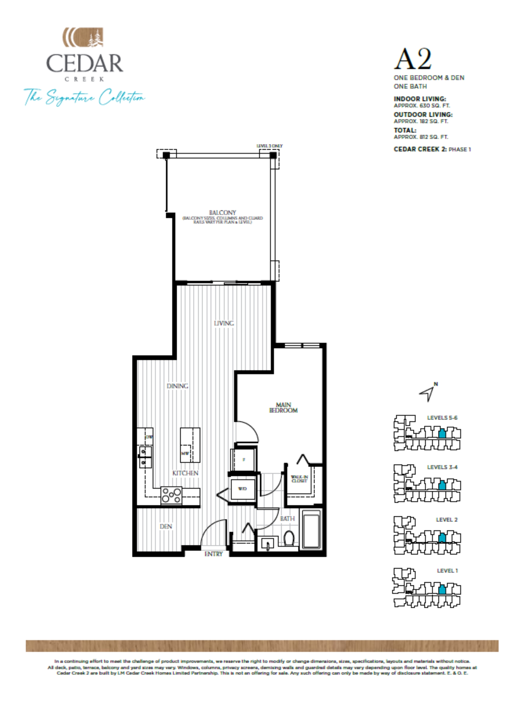 A2 Floor Plan of Cedar Creek (Signature Collection) Condos with undefined beds