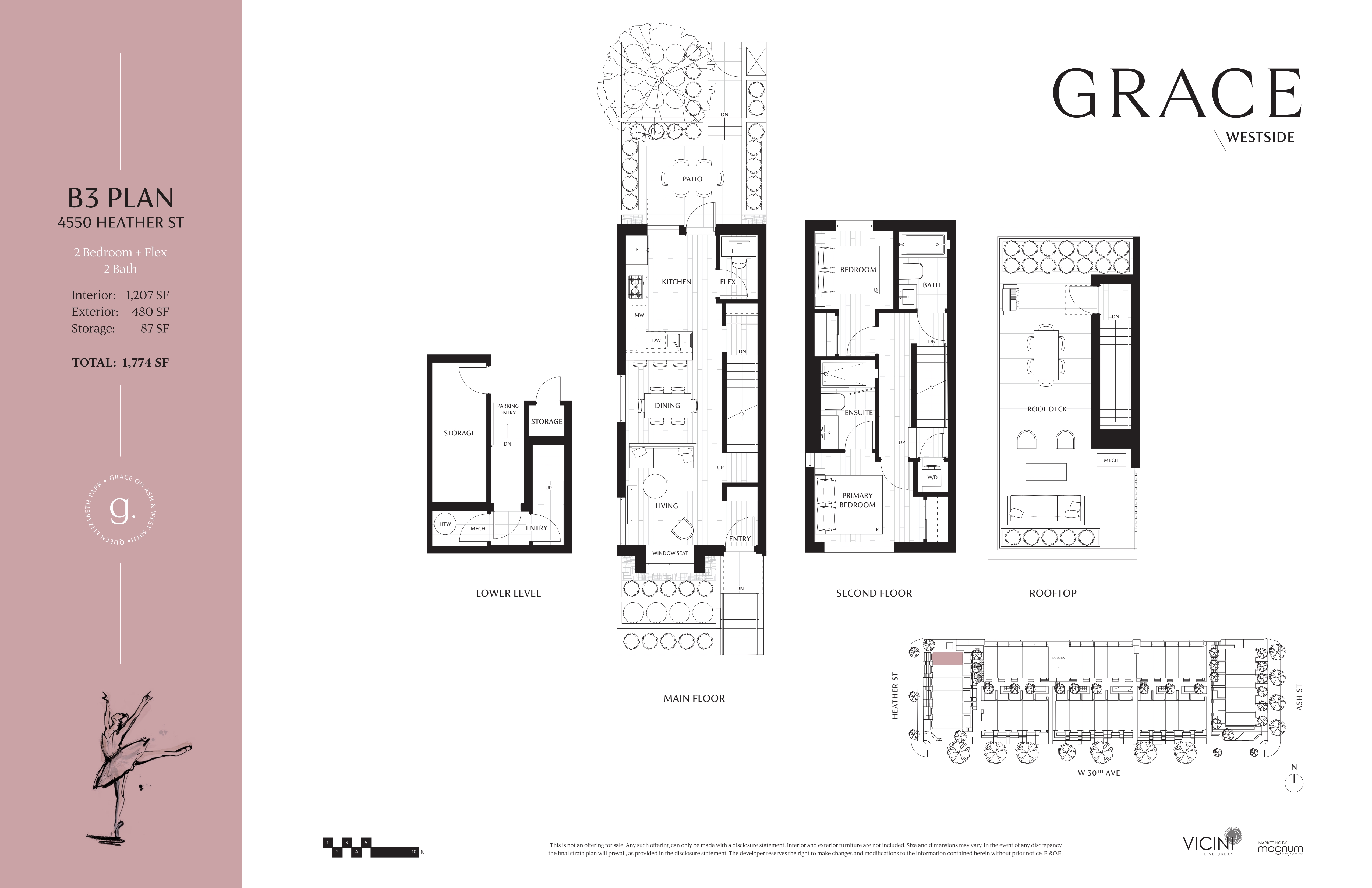 B3 - 4550 Heather St Floor Plan of Grace Towns with undefined beds