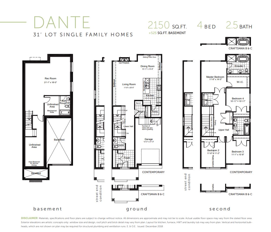 Dante Floor Plan of River's Edge Claridge Homes with undefined beds