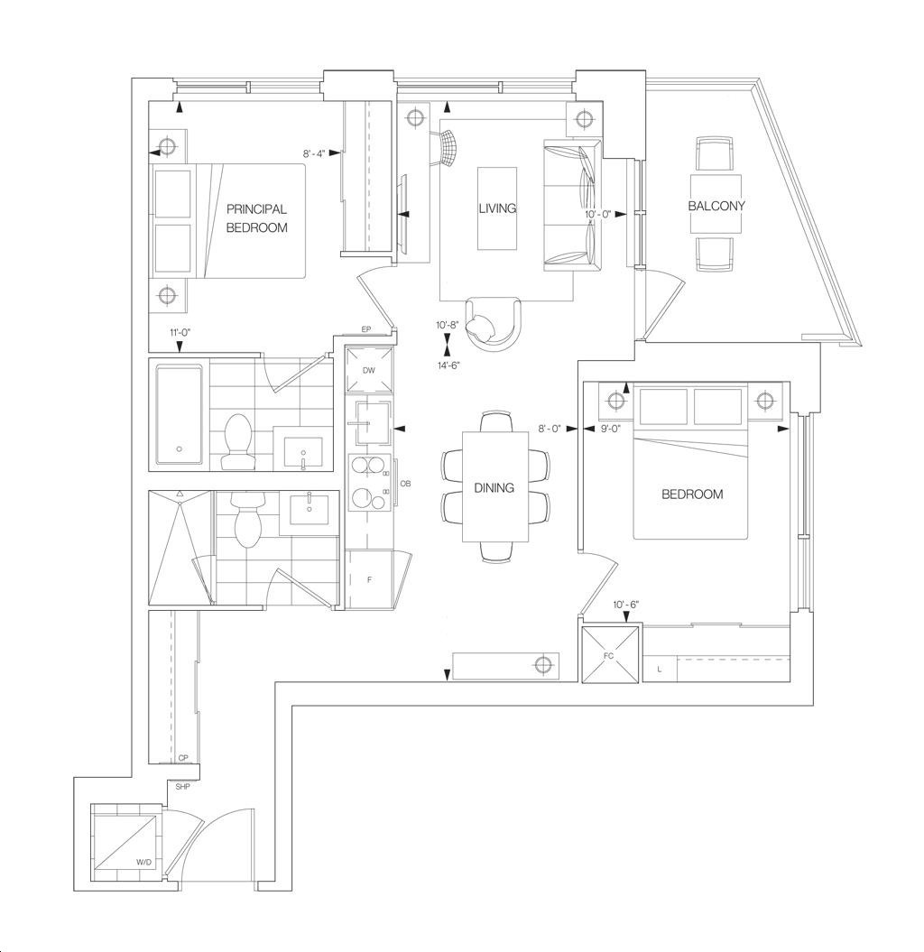  Floor Plan of Westerly 2 Condos with undefined beds