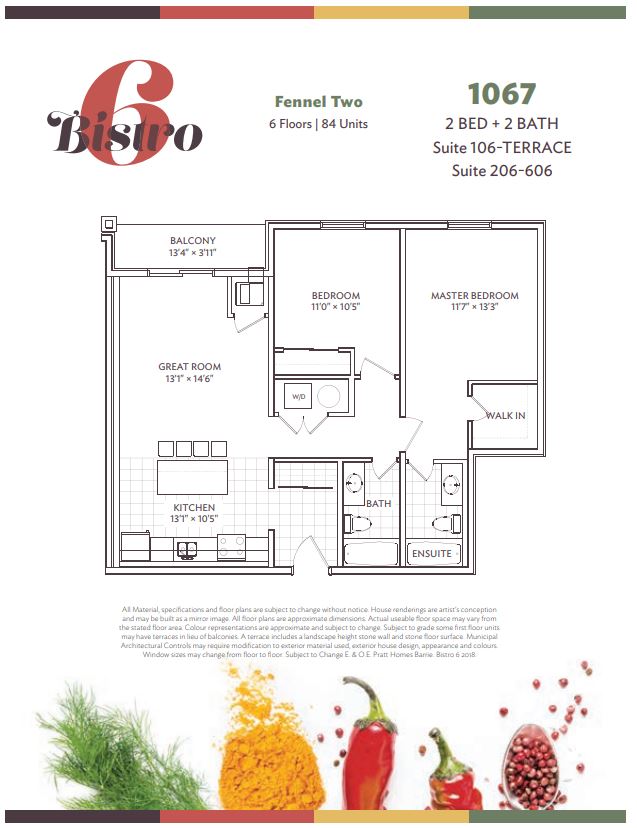  Floor Plan of Bistro 6 Condos: Fennel Two with undefined beds