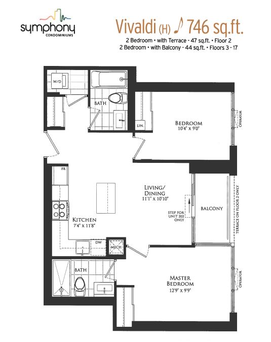  Floor Plan of Symphony Condos with undefined beds