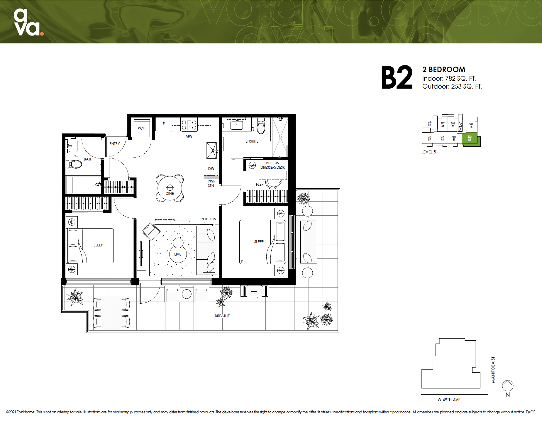 B2 Floor Plan of Ava Condos with undefined beds