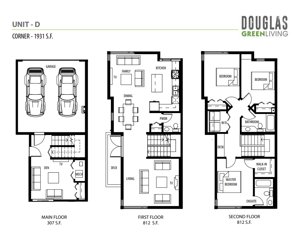UNIT - D Floor Plan of Douglas Green Living Towns with undefined beds