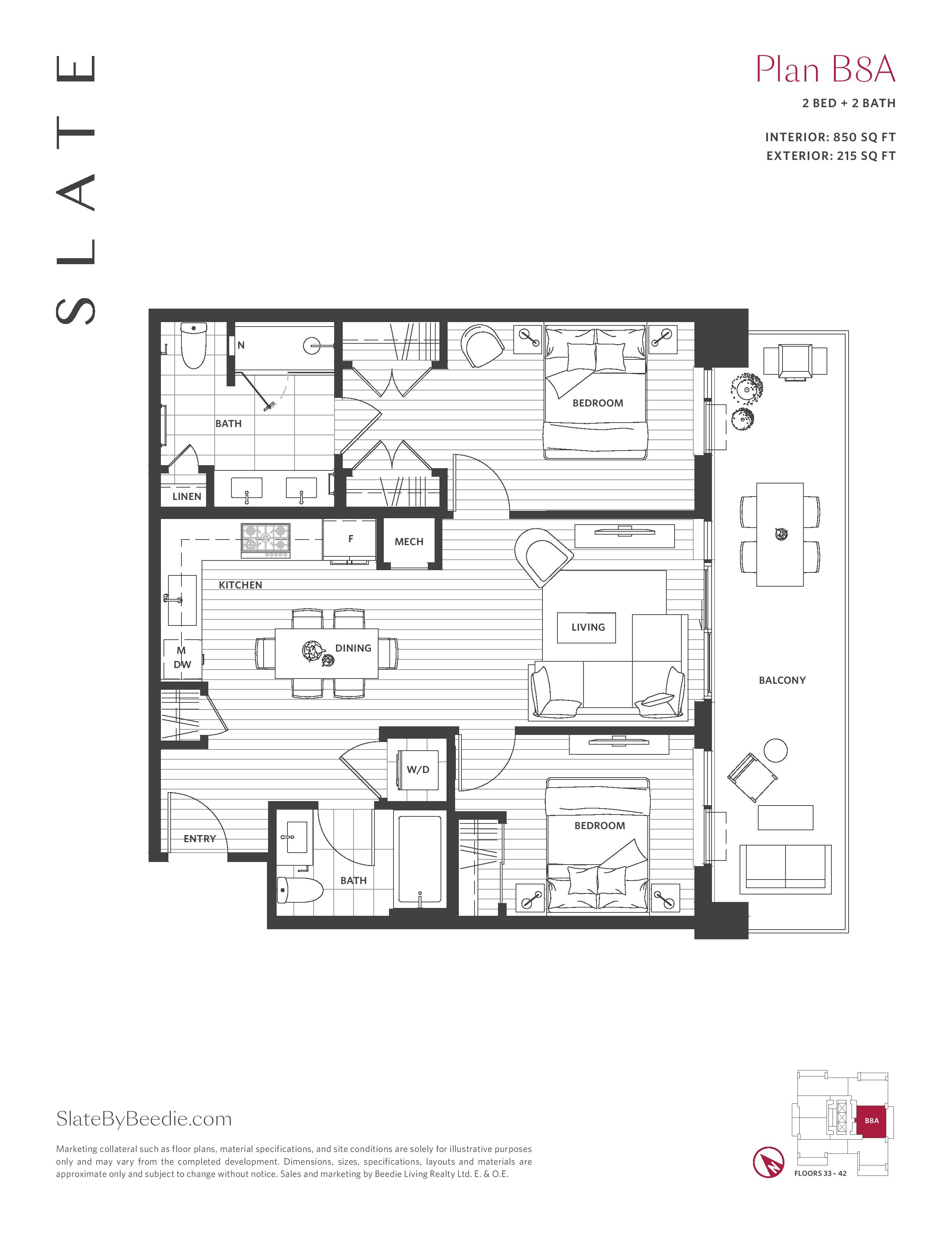 B8A Floor Plan of Slate Condos with undefined beds