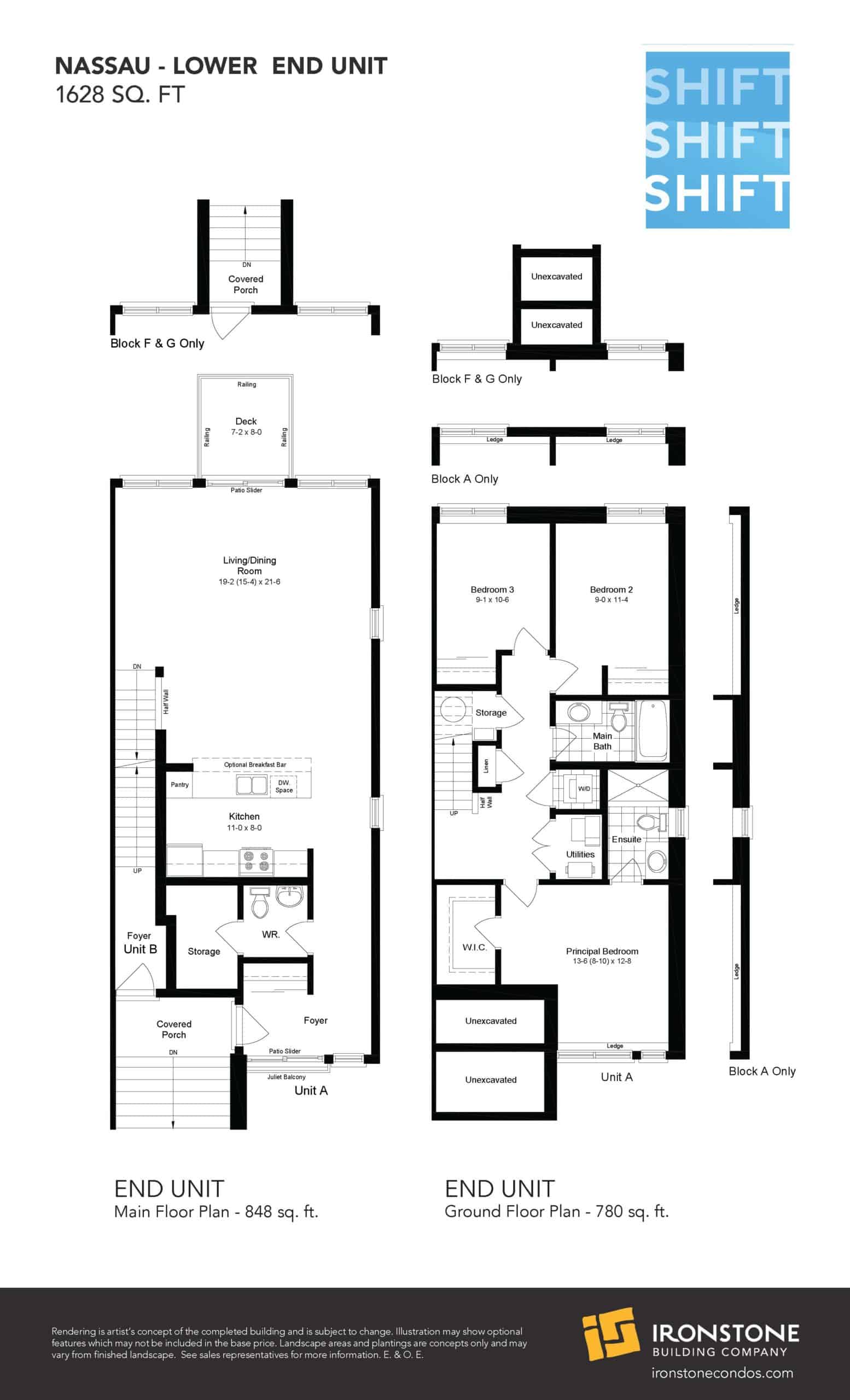 The Nassau End Unit Floor Plan of Shift Condos with undefined beds