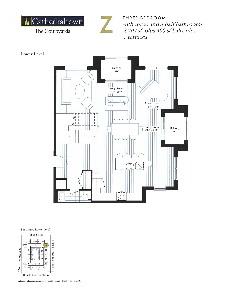  Floor Plan of The Courtyards at Cathedraltown Condos with undefined beds