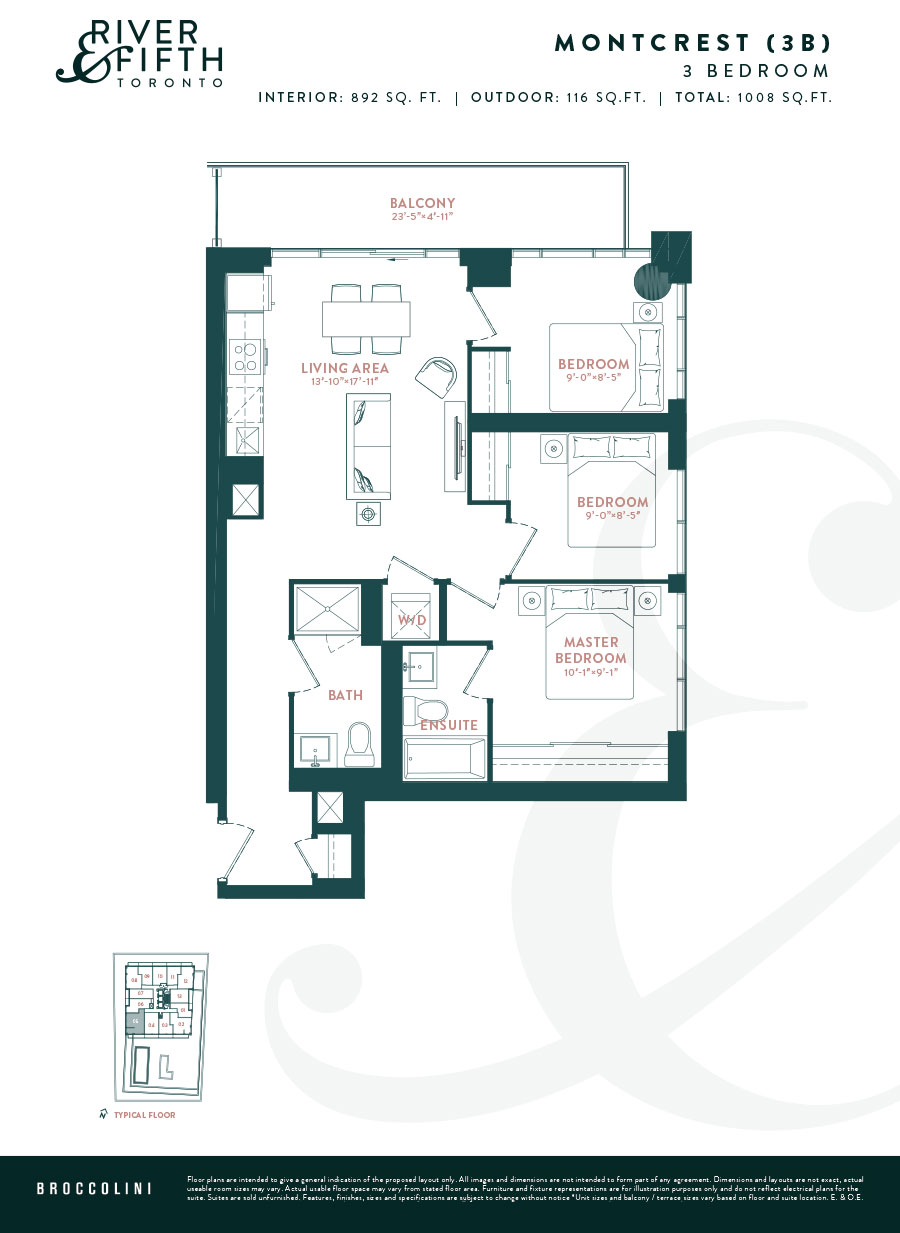  Floor Plan of River and Fifth Condos with undefined beds