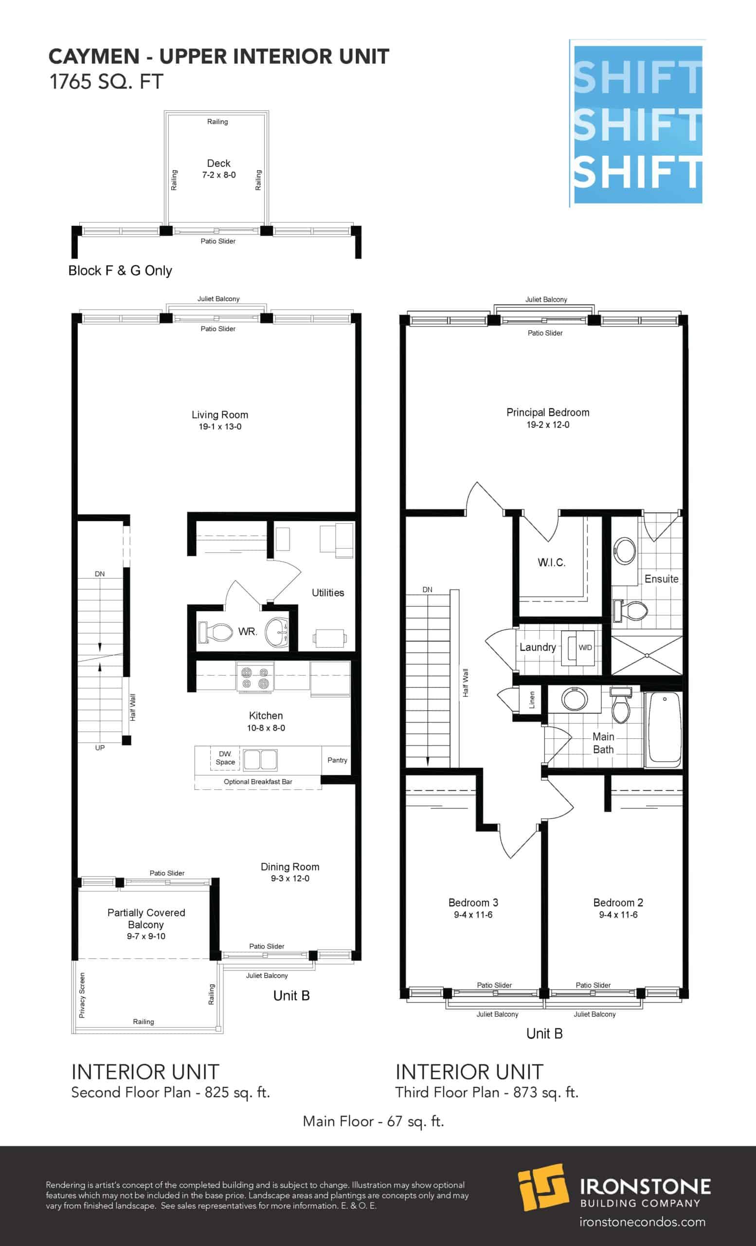 The Caymen Interior Unit Floor Plan of Shift Condos with undefined beds