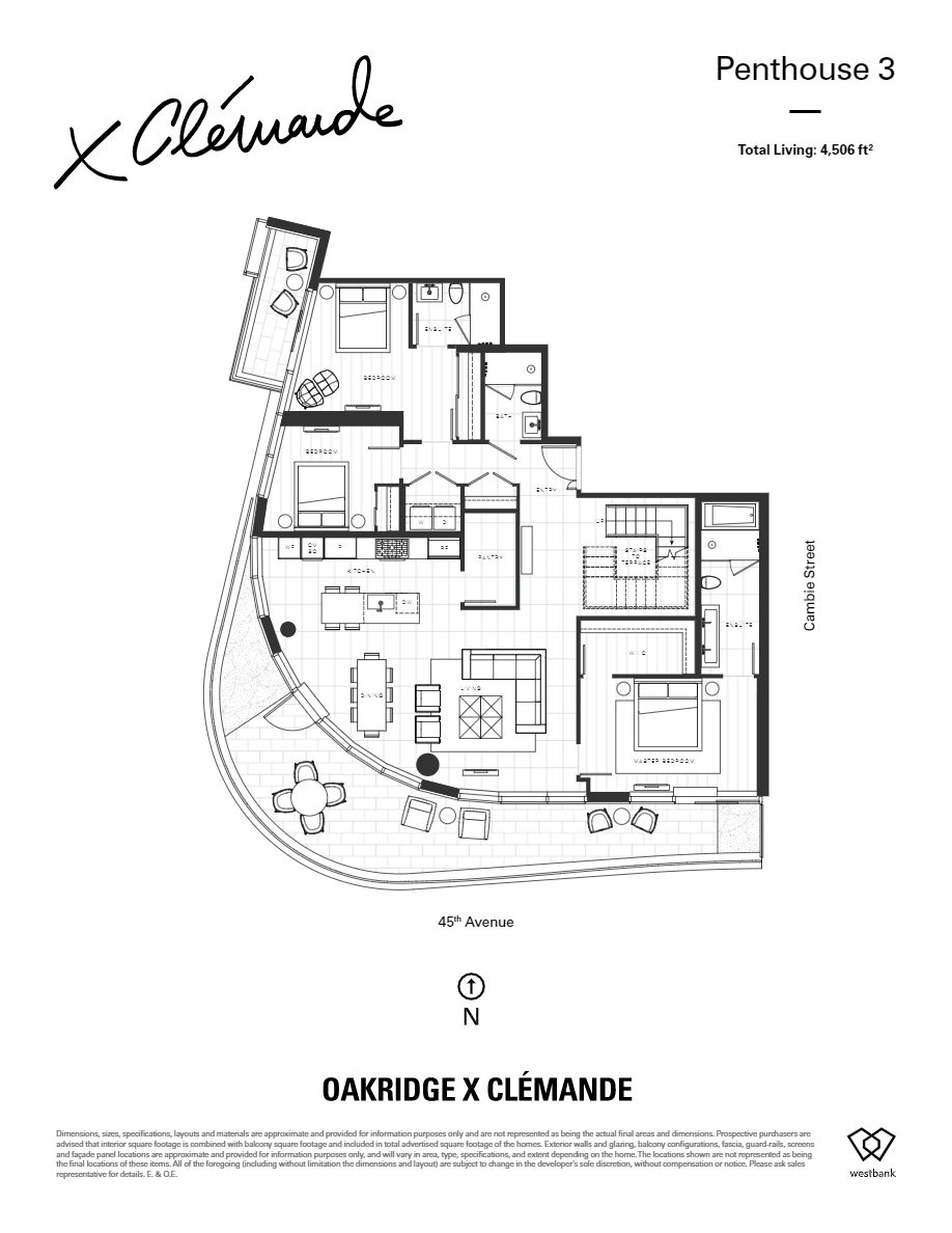 1703 Floor Plan of Oakridge x Clémande Condos with undefined beds