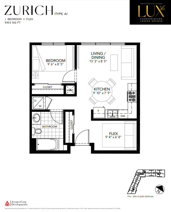 ZURICH - A Floor Plan of Springbank Lux condos with undefined beds
