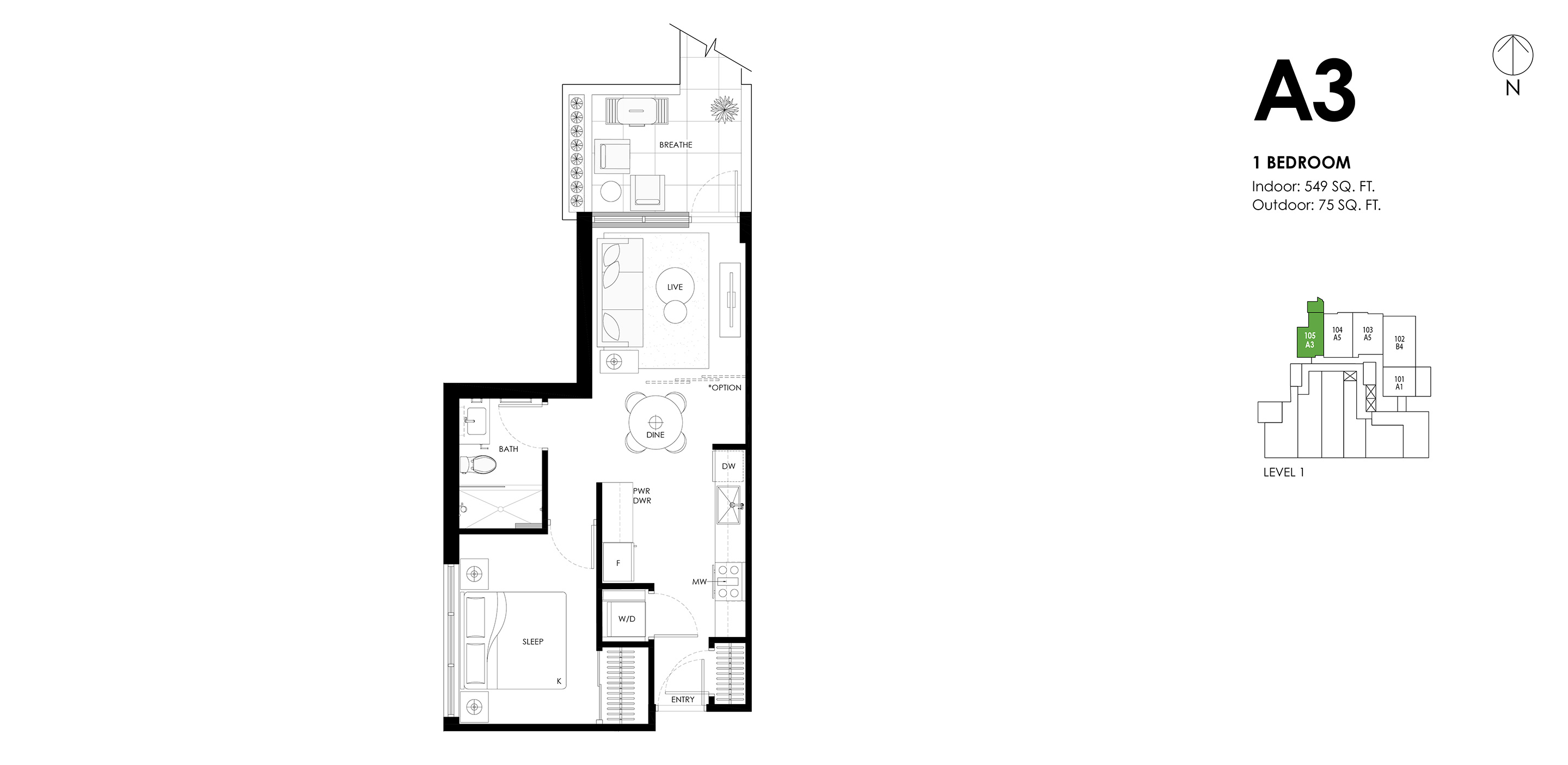 A3 Floor Plan of Ava Condos with undefined beds