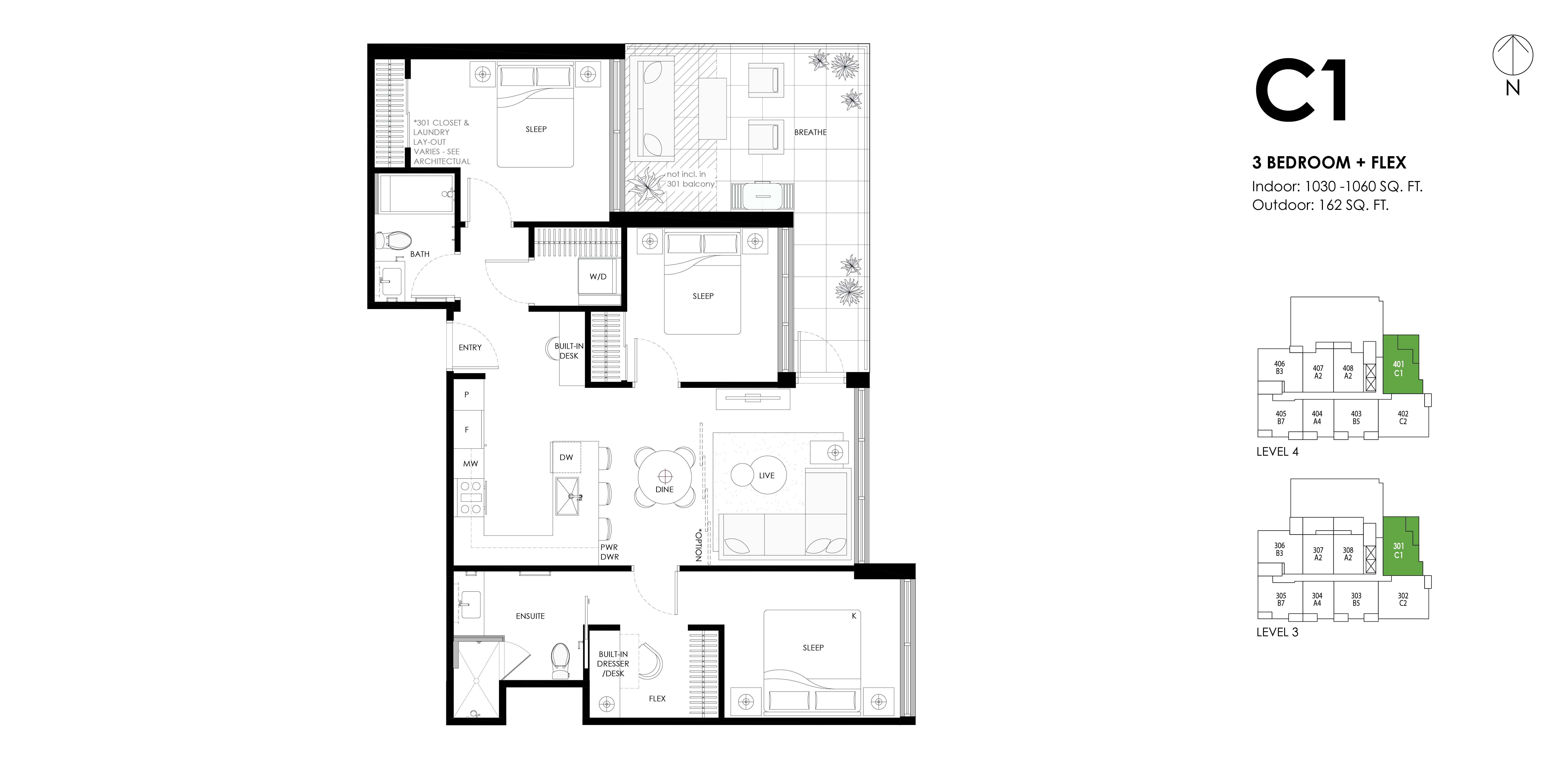 C1 Floor Plan of Ava Condos with undefined beds