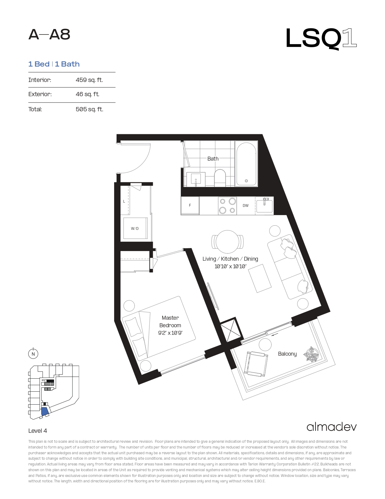 A-A8 Floor Plan of LSQ Condos with undefined beds