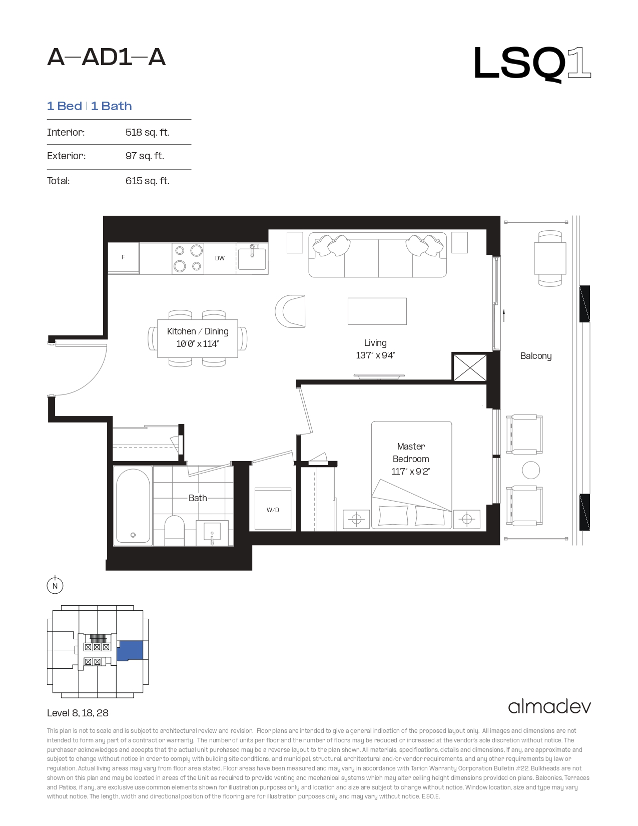 A-AD1-A Floor Plan of LSQ Condos with undefined beds