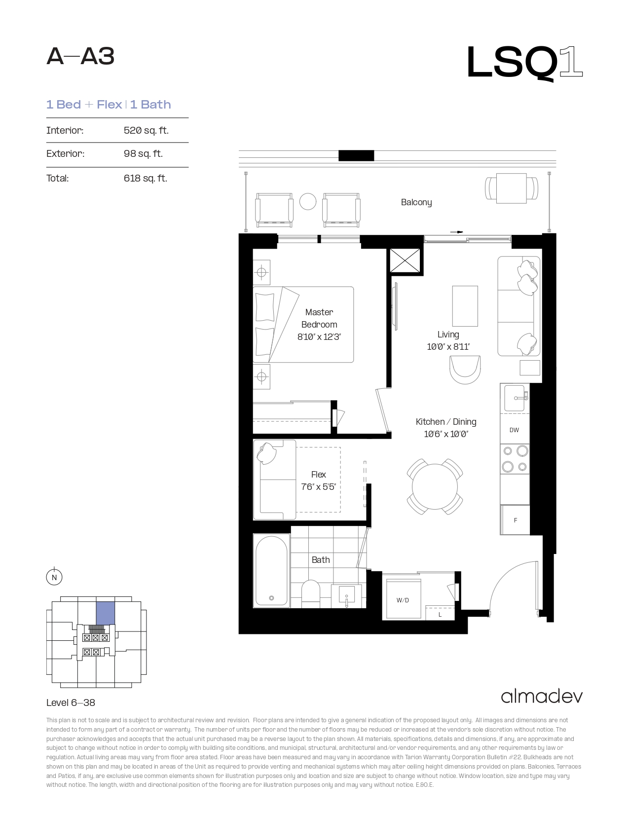 A-A3 Floor Plan of LSQ Condos with undefined beds