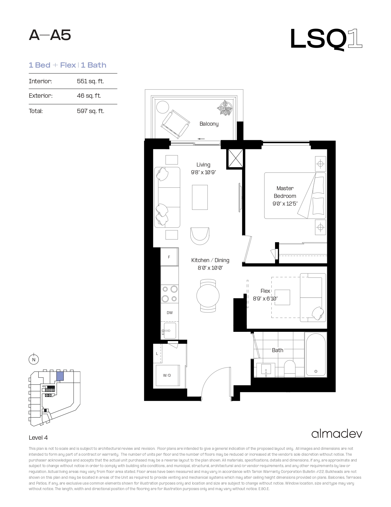 A-A5 Floor Plan of LSQ Condos with undefined beds