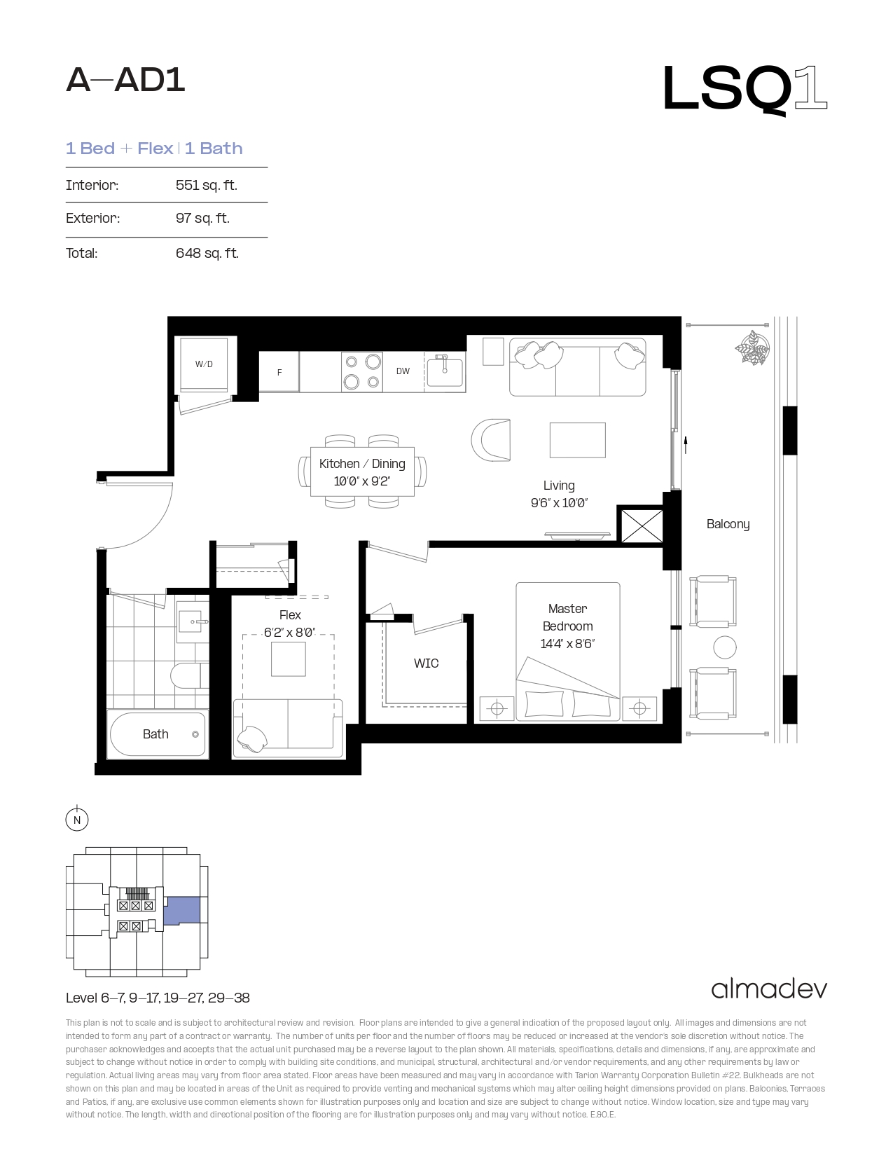 A-AD1 Floor Plan of LSQ Condos with undefined beds