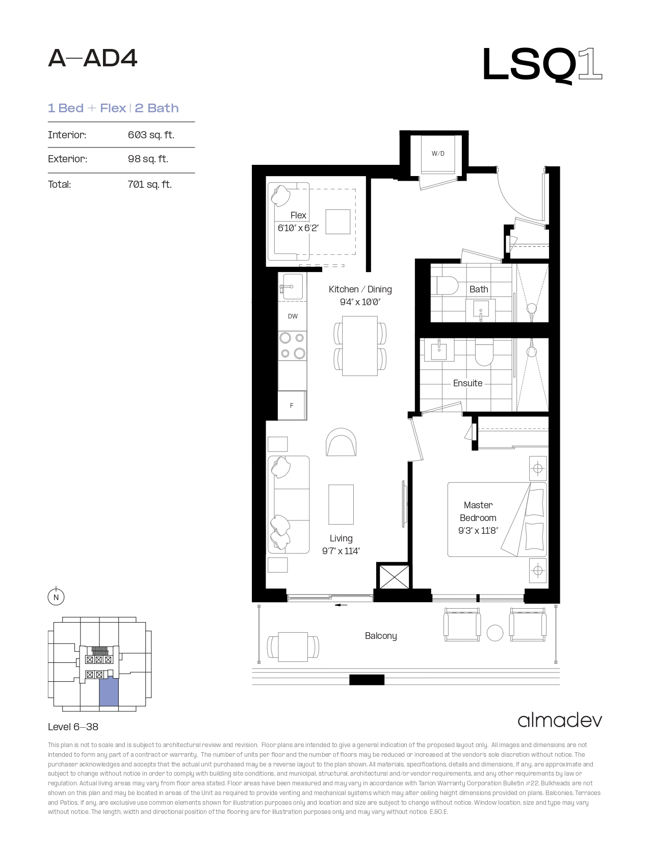 A-AD4 Floor Plan of LSQ Condos with undefined beds