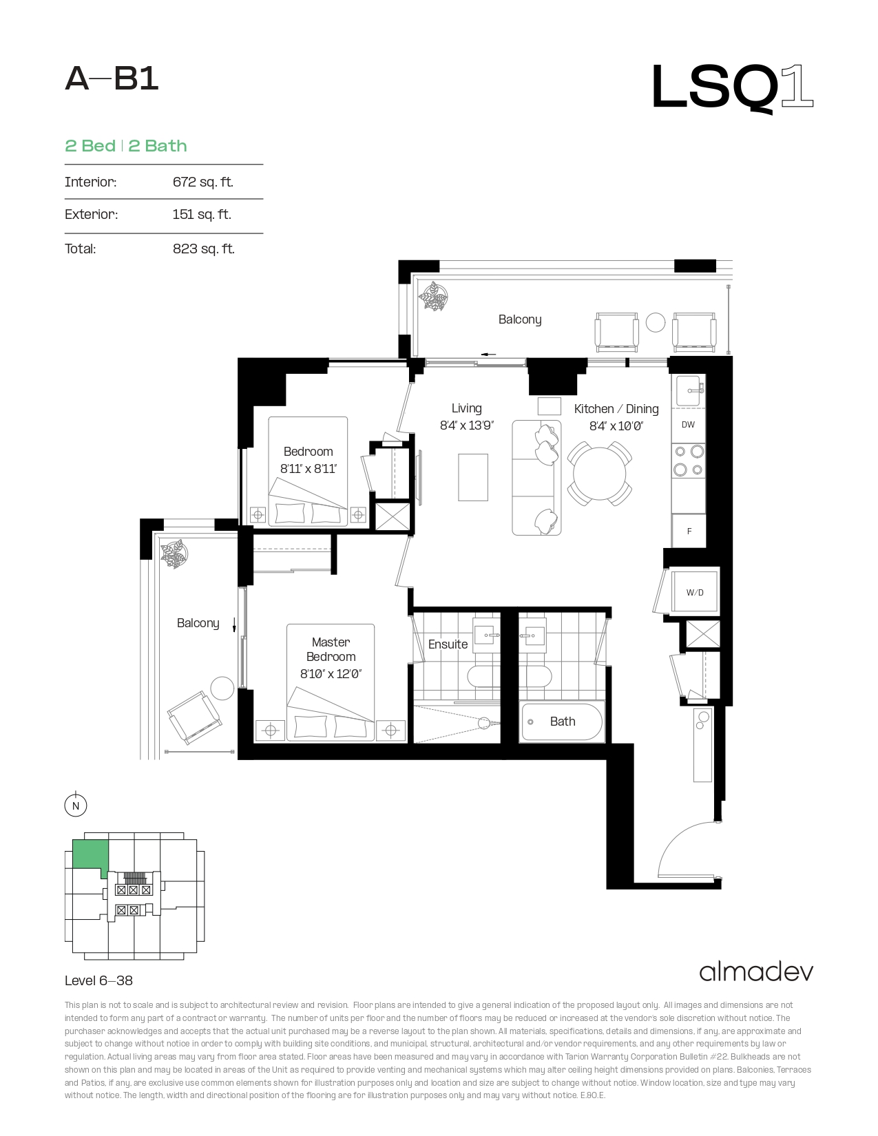 A-B1 Floor Plan of LSQ Condos with undefined beds