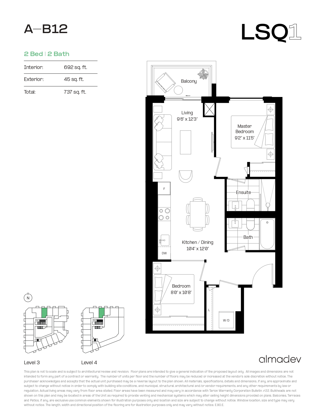 A-B12 Floor Plan of LSQ Condos with undefined beds