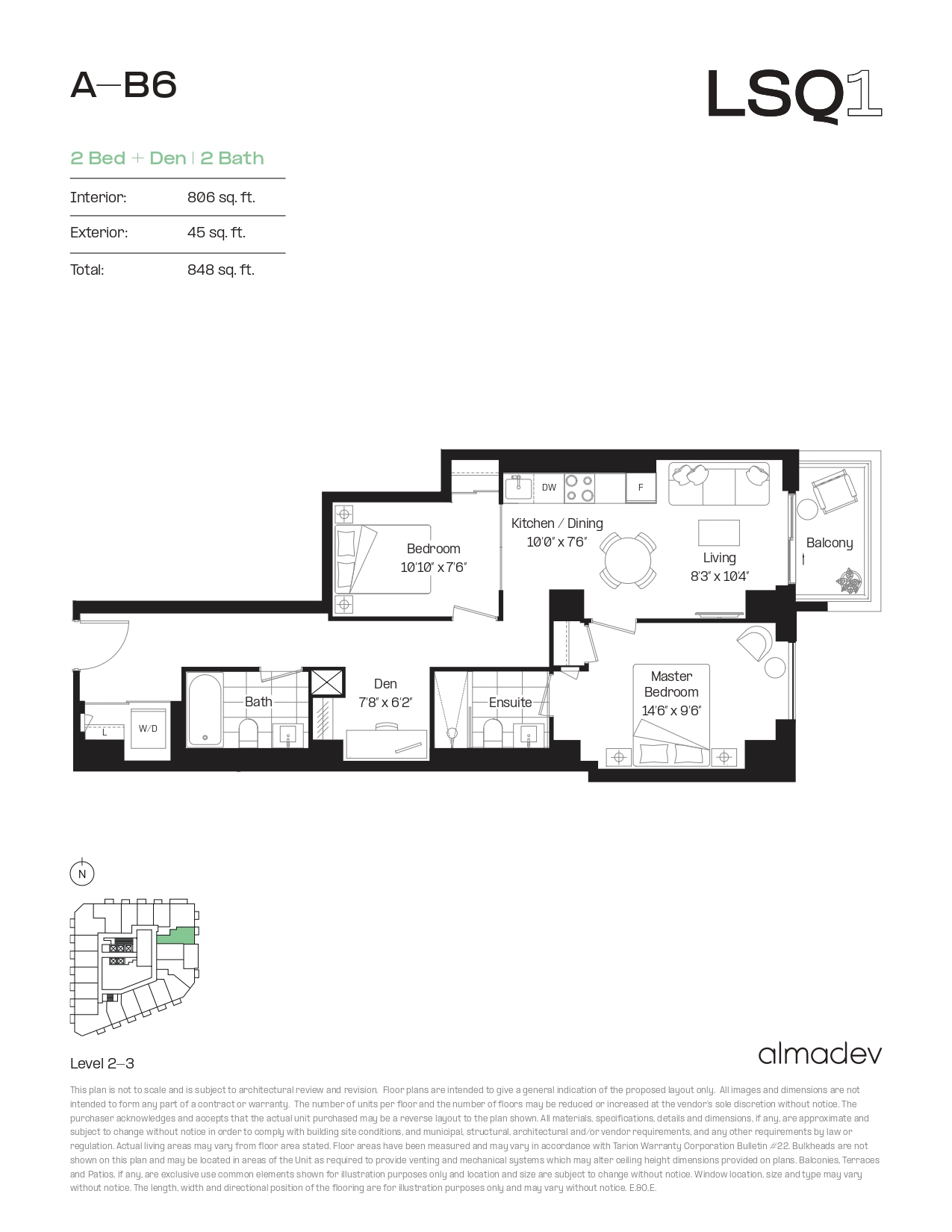 A-B6 Floor Plan of LSQ Condos with undefined beds