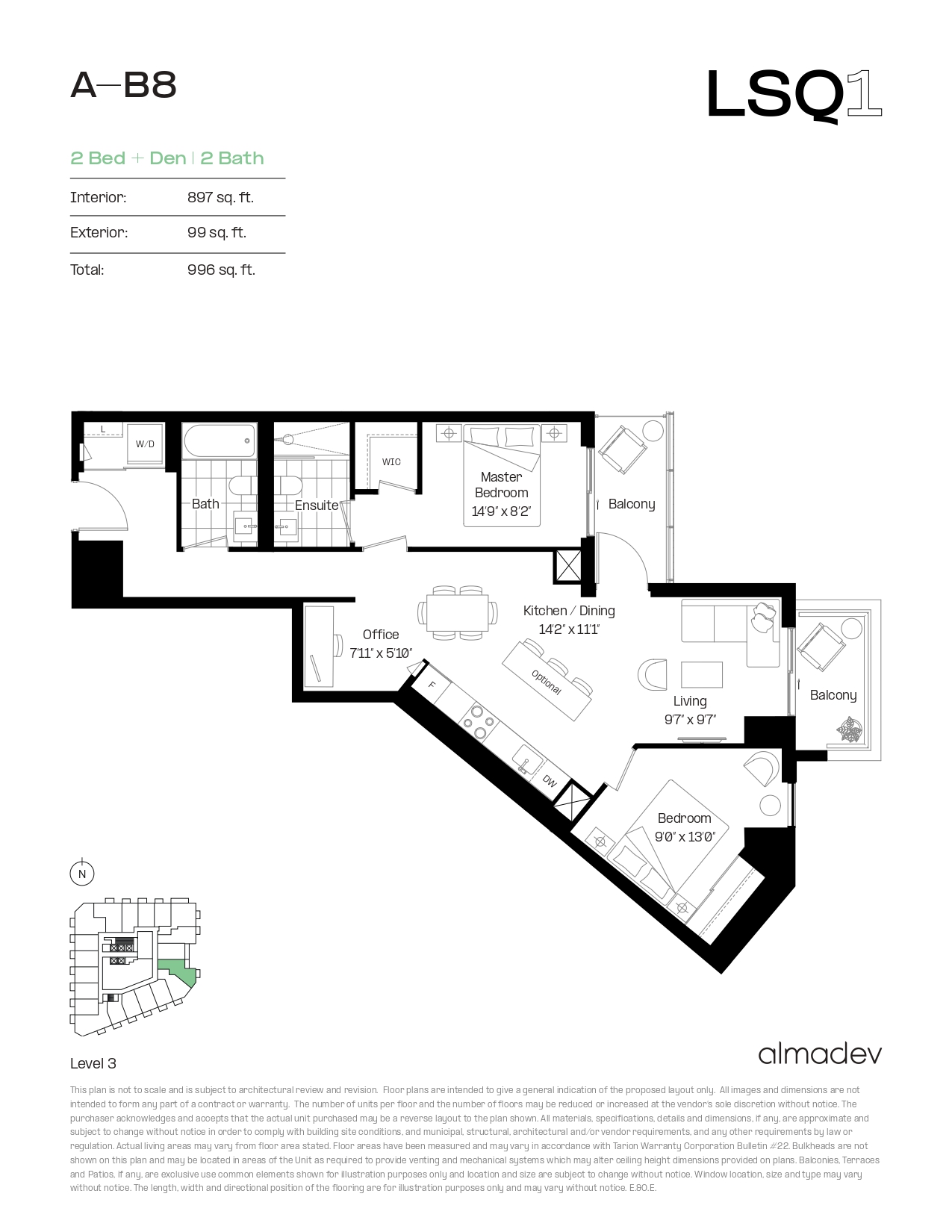 A-B8 Floor Plan of LSQ Condos with undefined beds