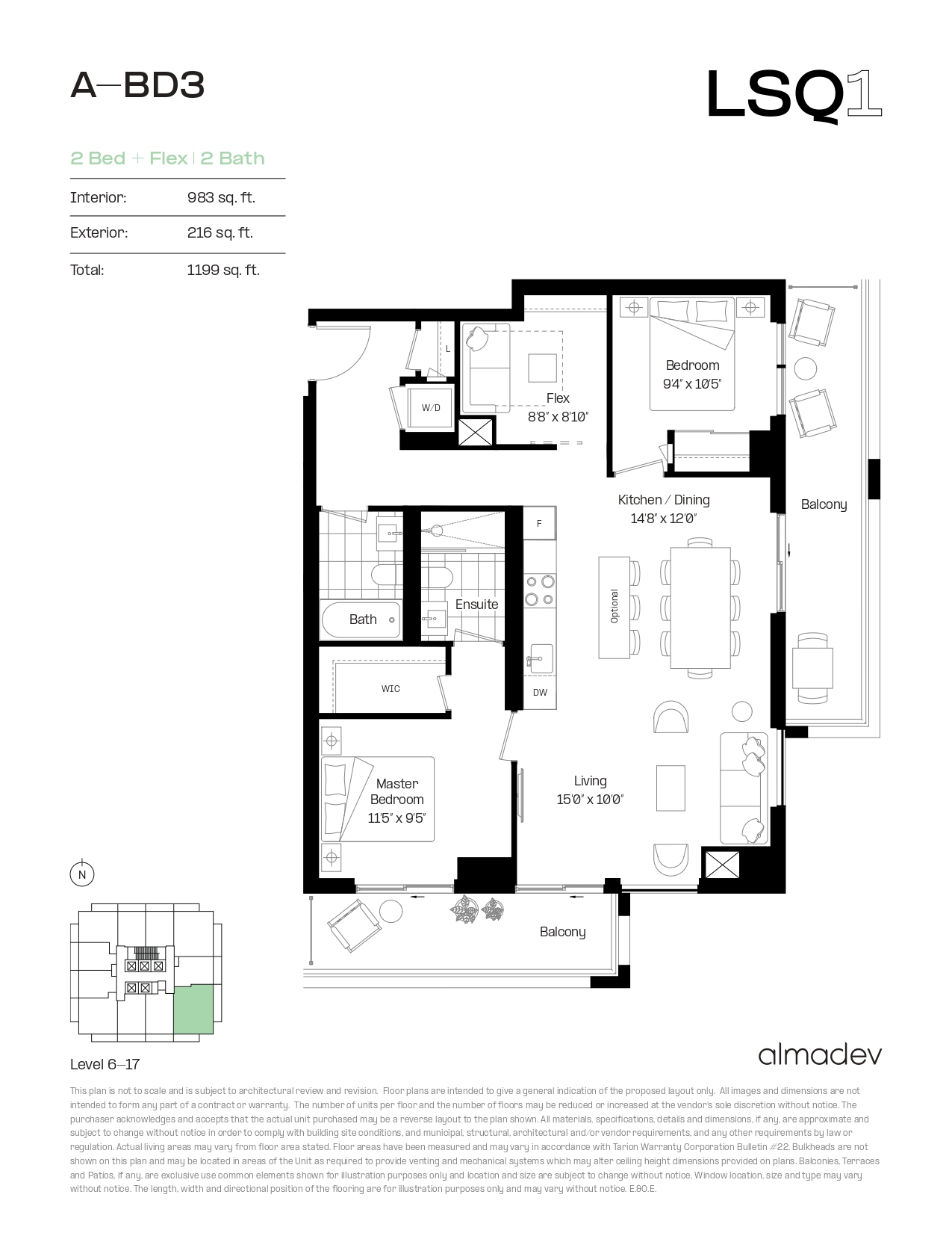 A-BD3 Floor Plan of LSQ Condos with undefined beds