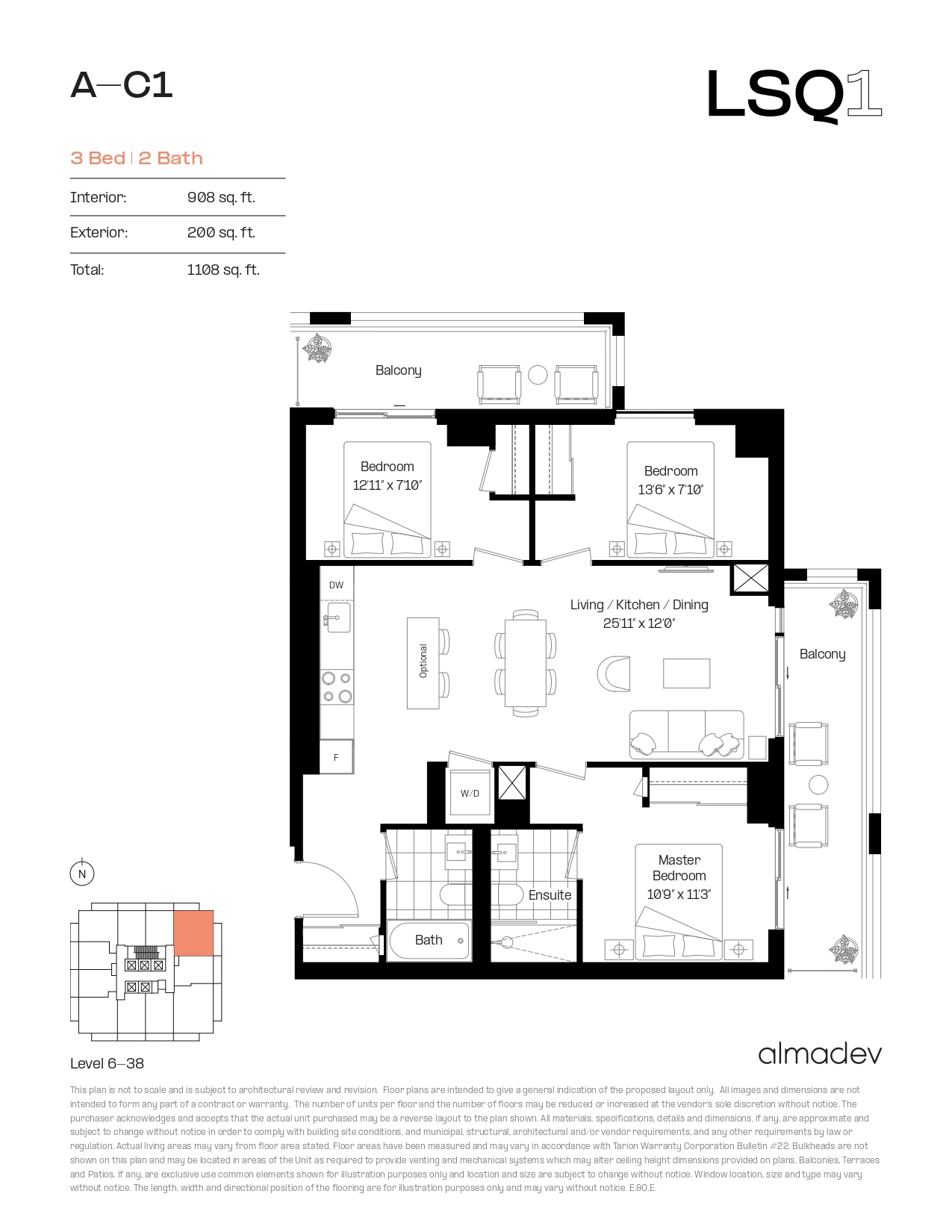 A-C1 Floor Plan of LSQ Condos with undefined beds