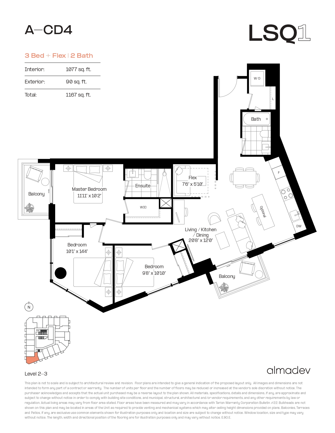 A-CD4 Floor Plan of LSQ Condos with undefined beds