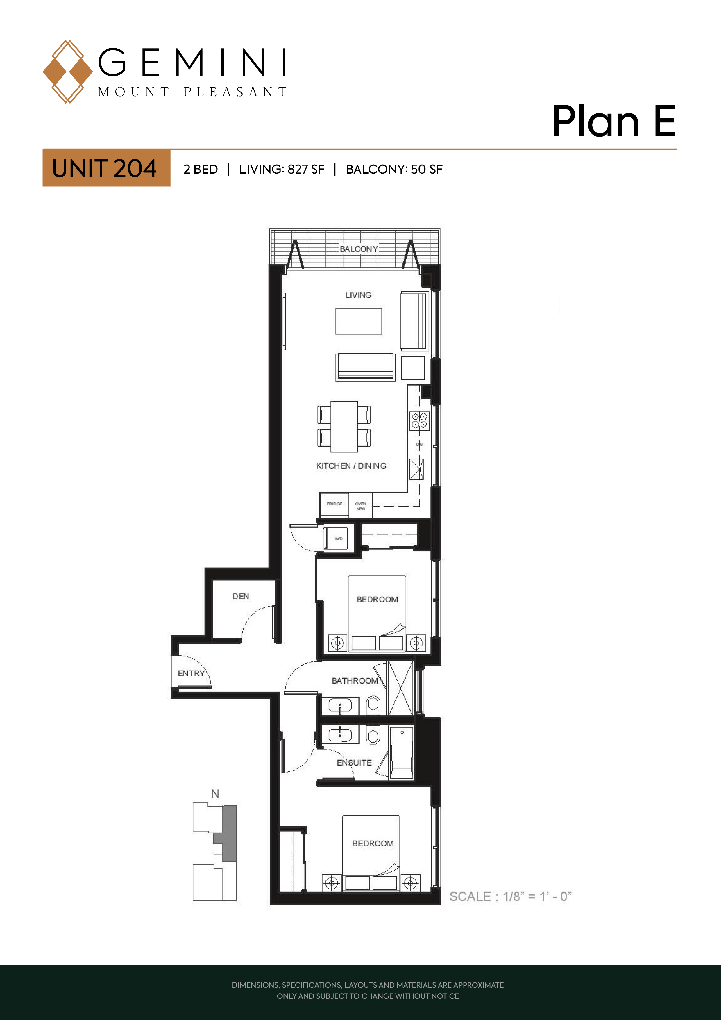 Plan E Floor Plan of Gemini Mount Pleasant Condos with undefined beds