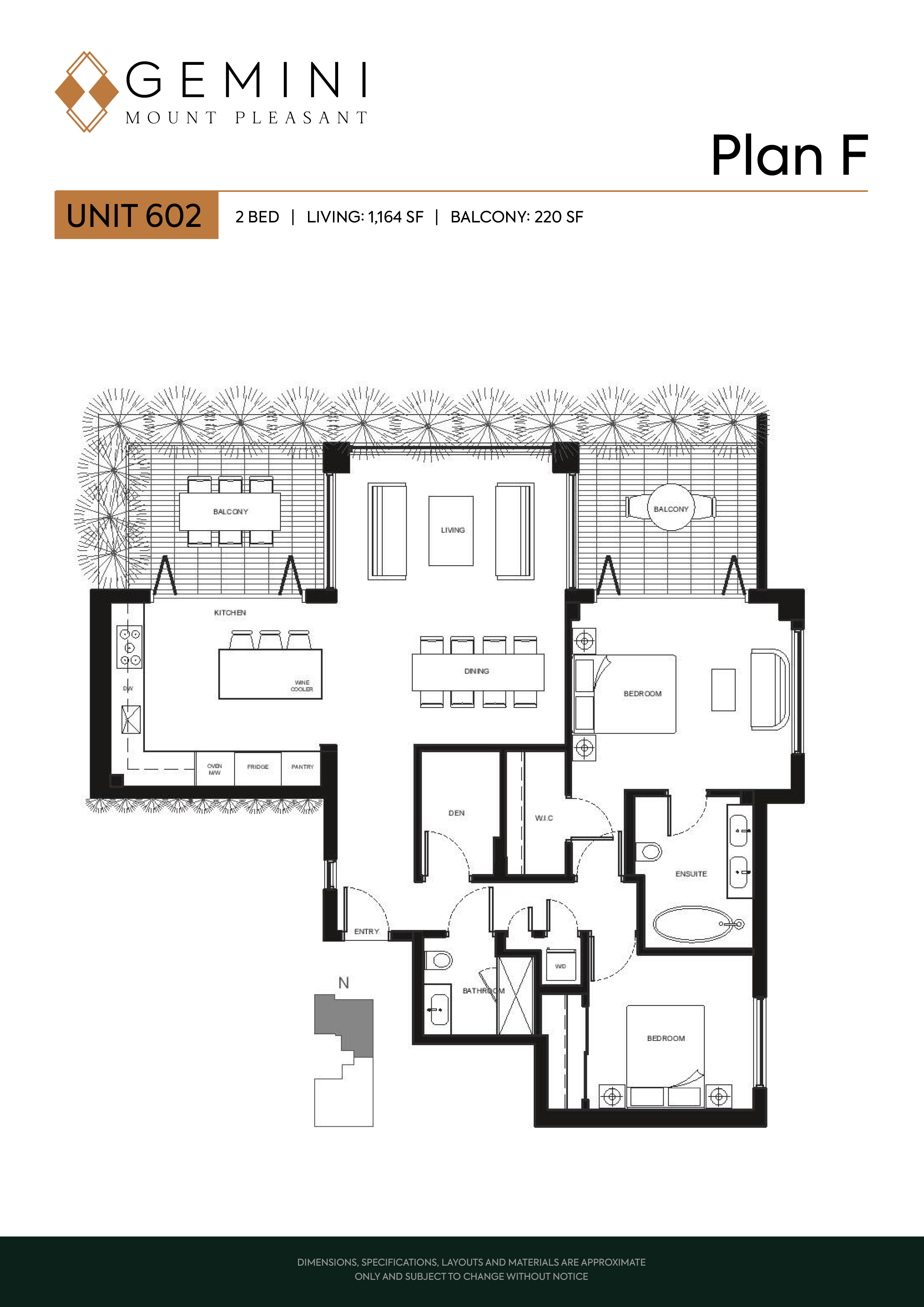 Plan F Floor Plan of Gemini Mount Pleasant Condos with undefined beds
