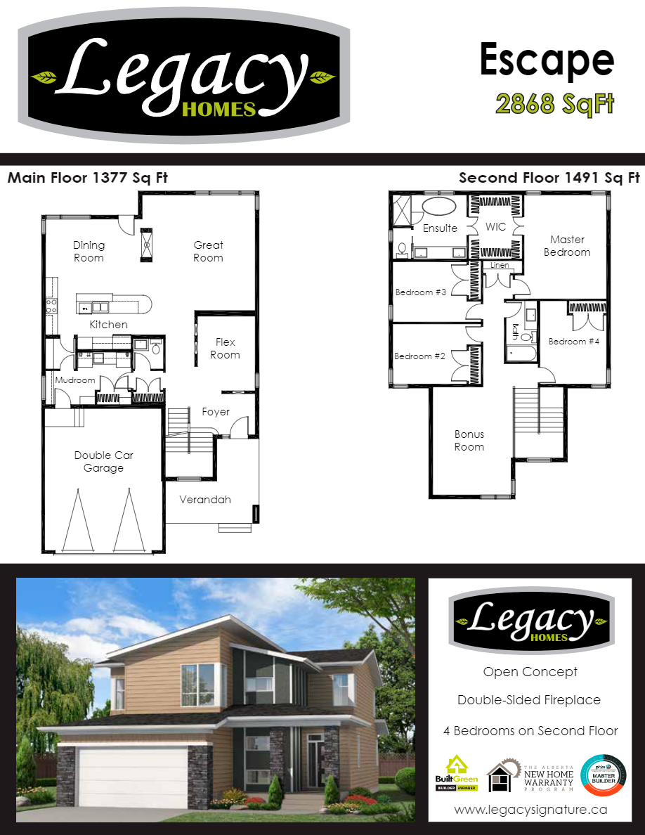 Escape Floor Plan of Keswick on the River Legacy Homes with undefined beds