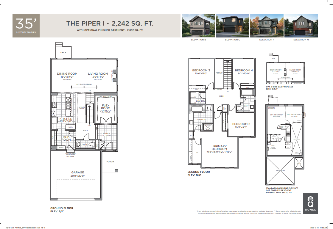 The Piper I B Floor Plan of Provence, Orleans Town with undefined beds