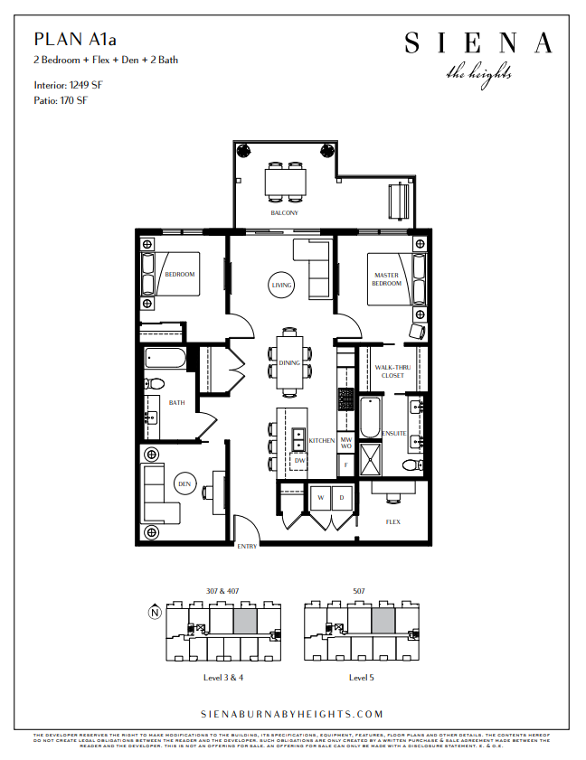 A1a Floor Plan of SIENA The Heights Condos with undefined beds